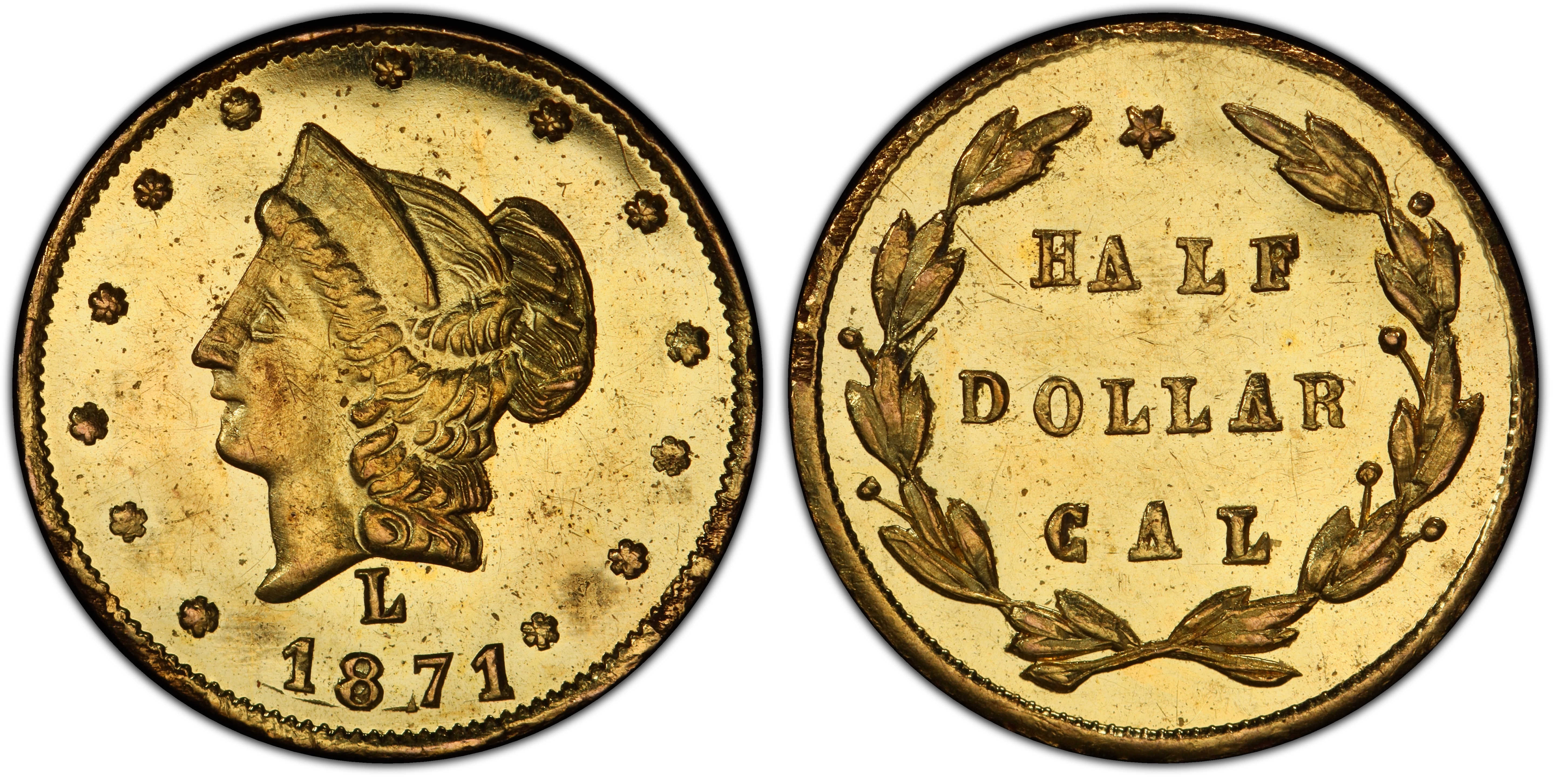 1871-L G50C BG-1029 (Regular Strike) California Fractional Gold