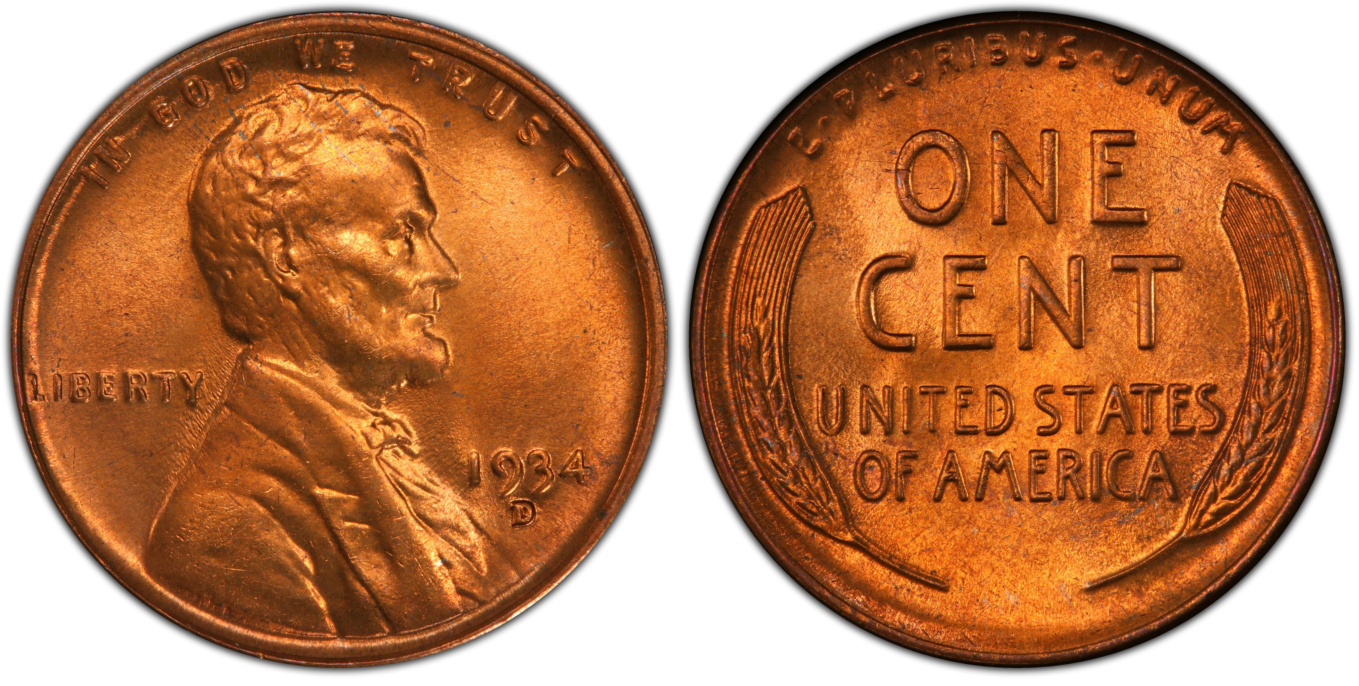 1934-D Denver Mint Lincoln Wheat Cent Penny 