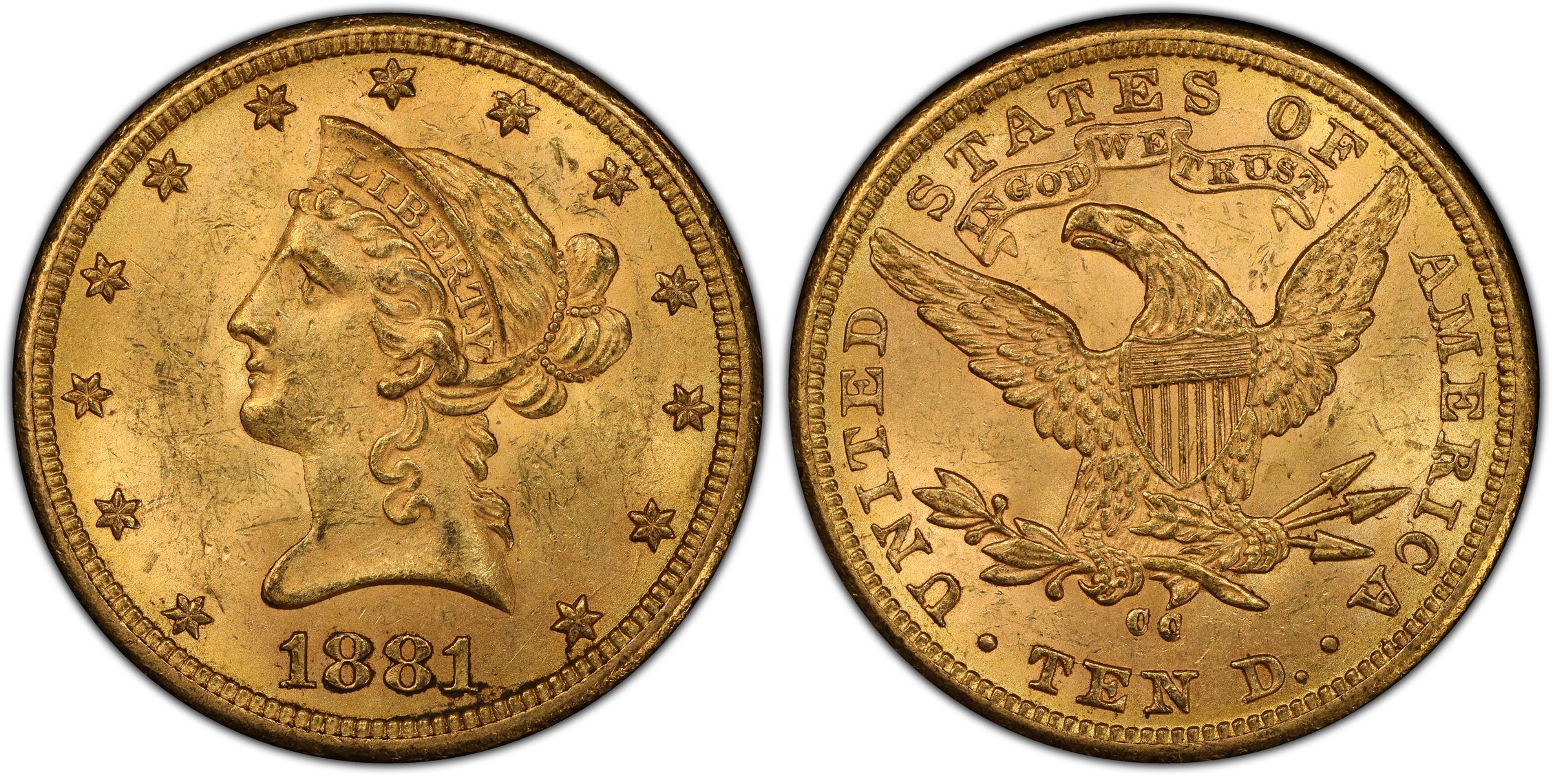 1881-CC $10 (Regular Strike) Liberty Head $10 - PCGS CoinFacts