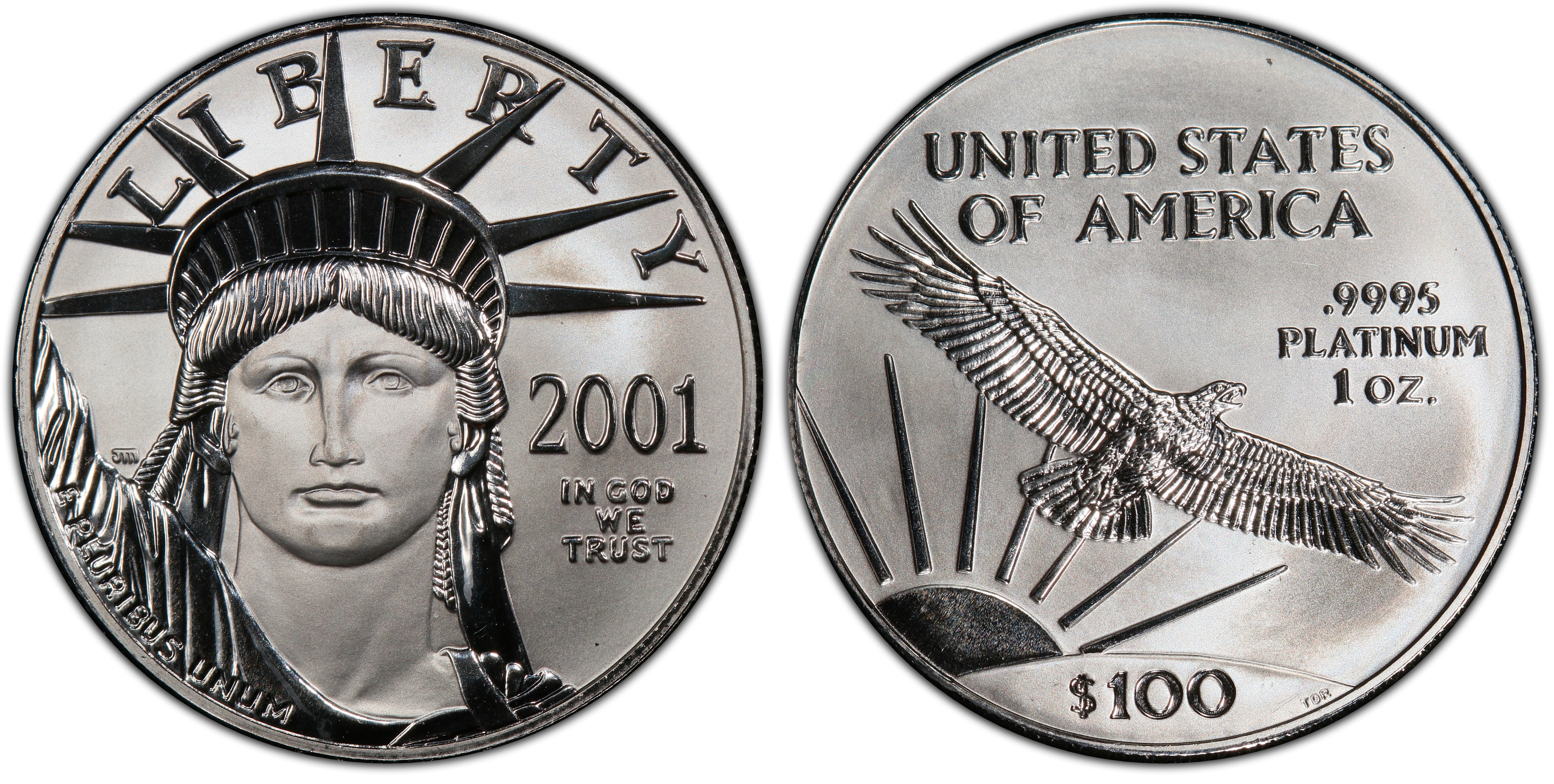 2001 $100 Statue of Liberty (Regular Strike) Platinum Eagles