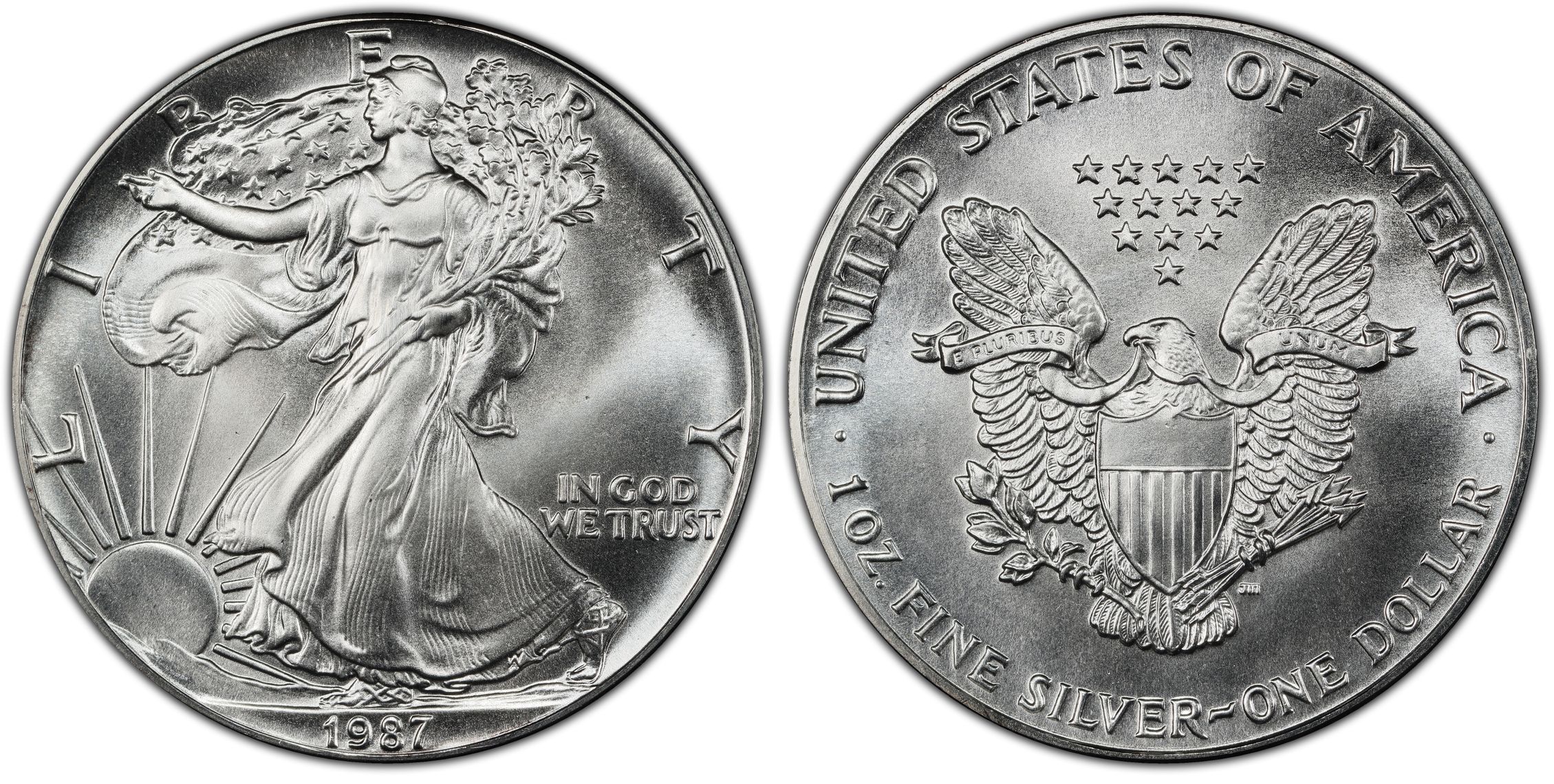 1987 1 Silver Eagle Regular Strike Silver Eagles PCGS CoinFacts