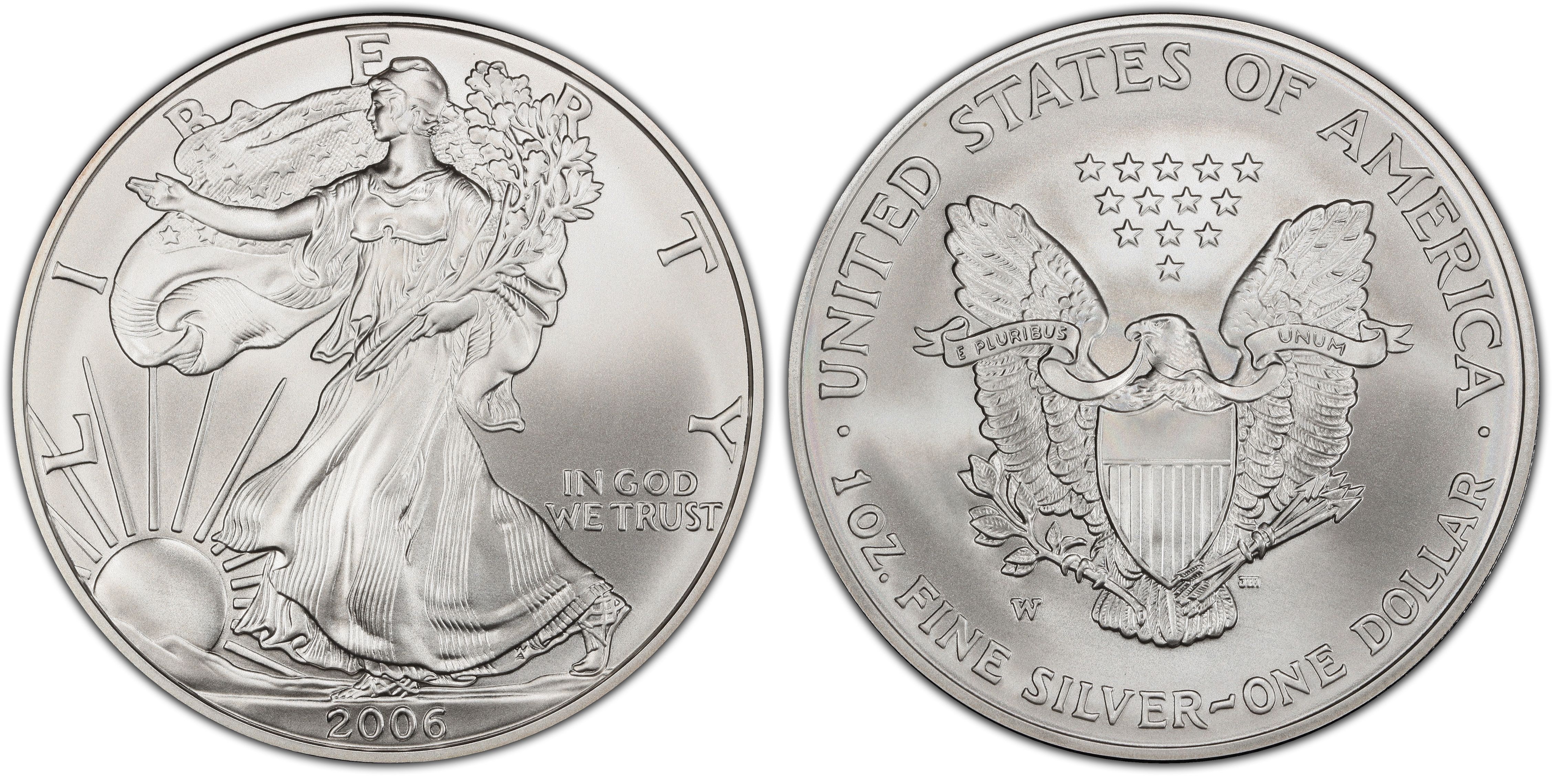 2006-W $1 Burnished Silver Eagle 20th Anniversary (Special Strike 