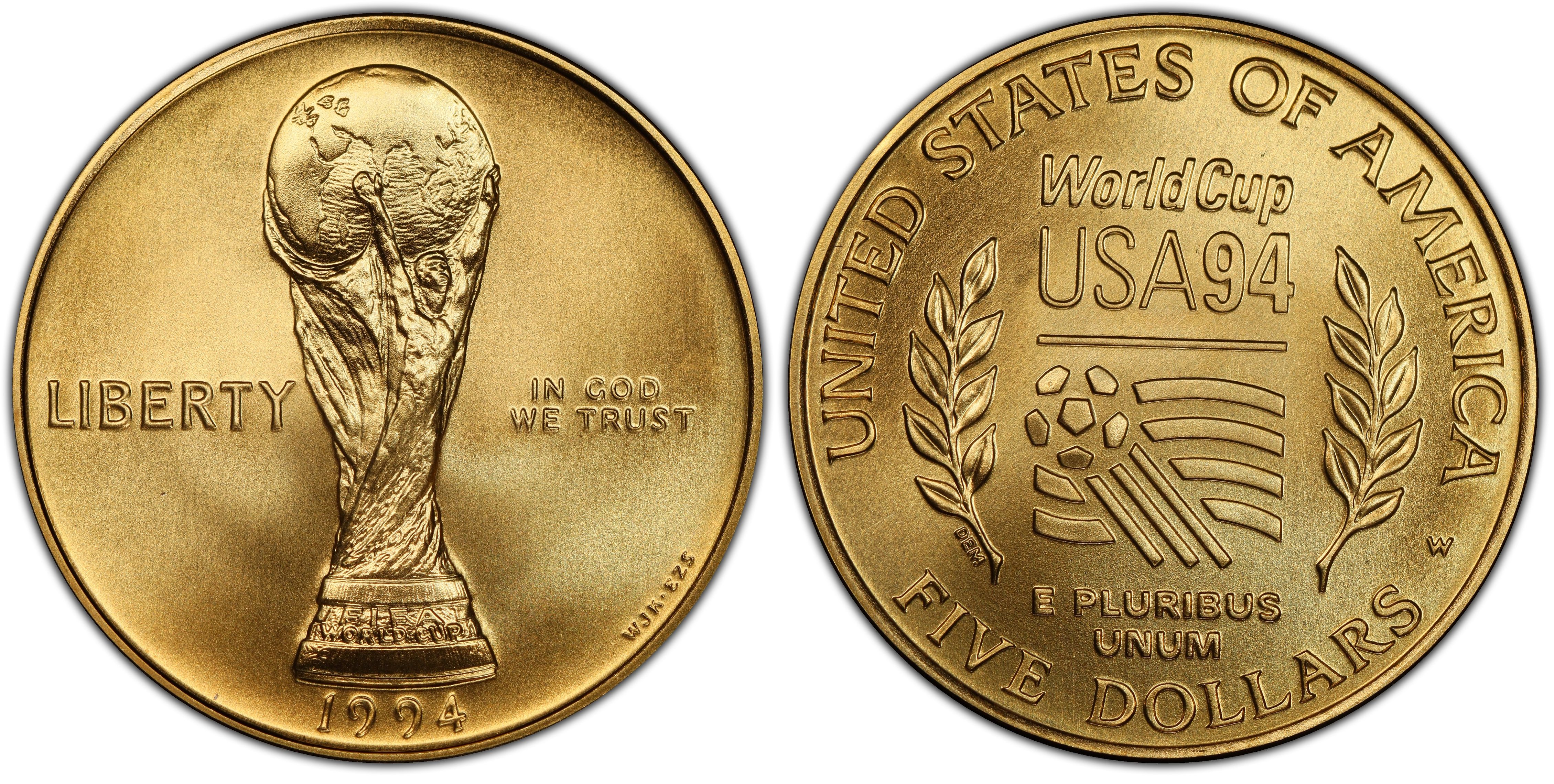 1994-W $5 World Cup (Regular Strike) Modern Gold Commemorative