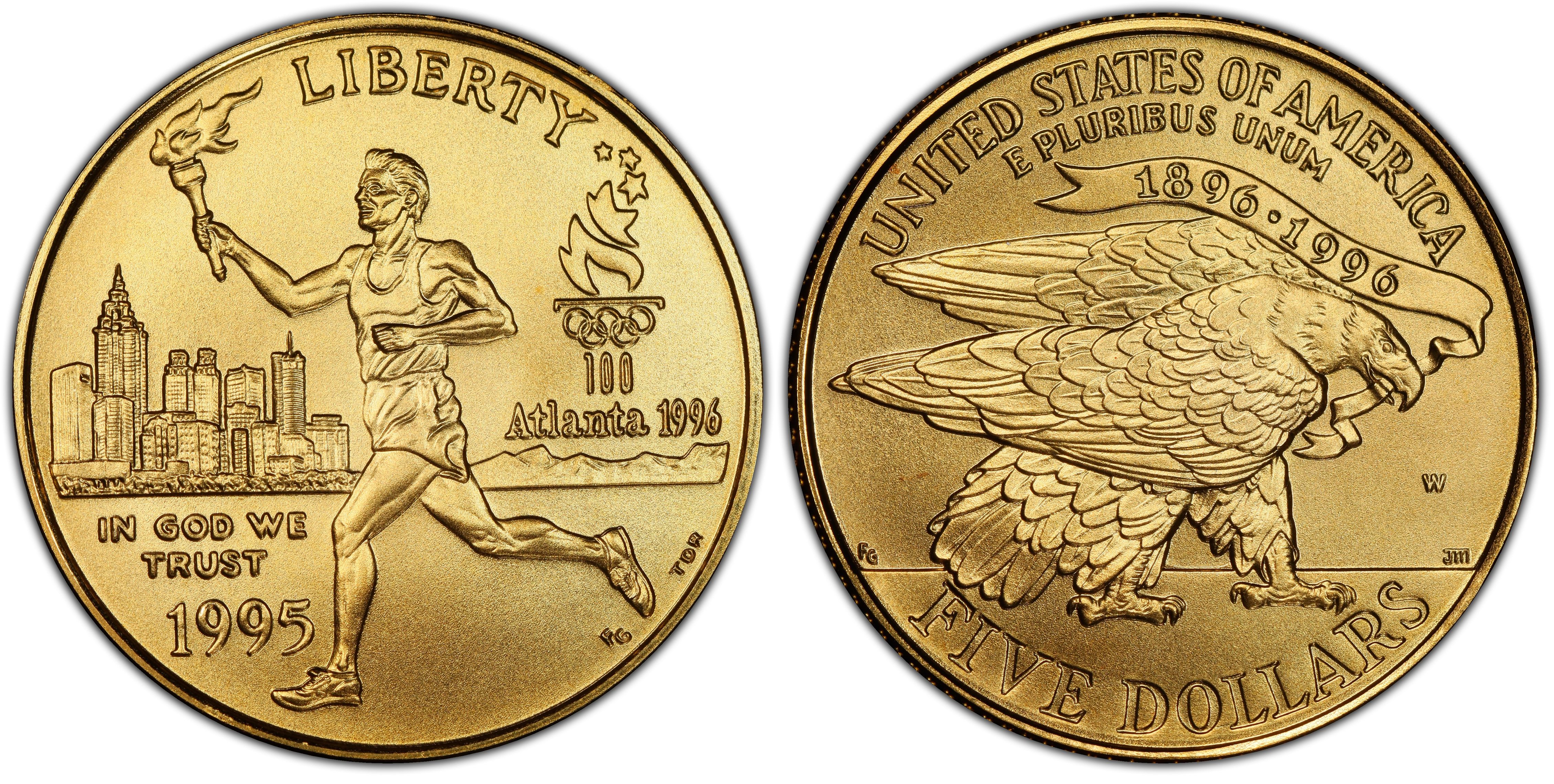 1995-W $5 Torch Runner (Regular Strike) Modern Gold Commemorative