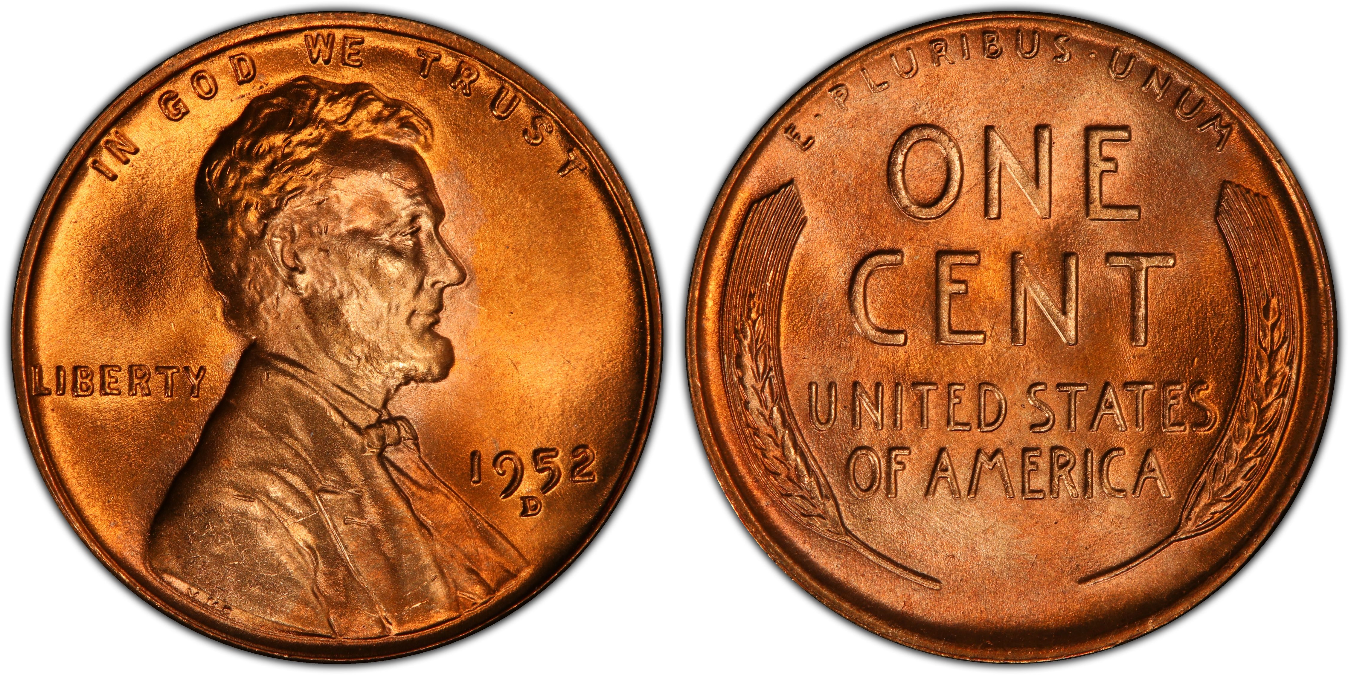 Images Of Lincoln Cent (wheat Reverse) 1952-d 1c, Rd - Pcgs Coinfacts