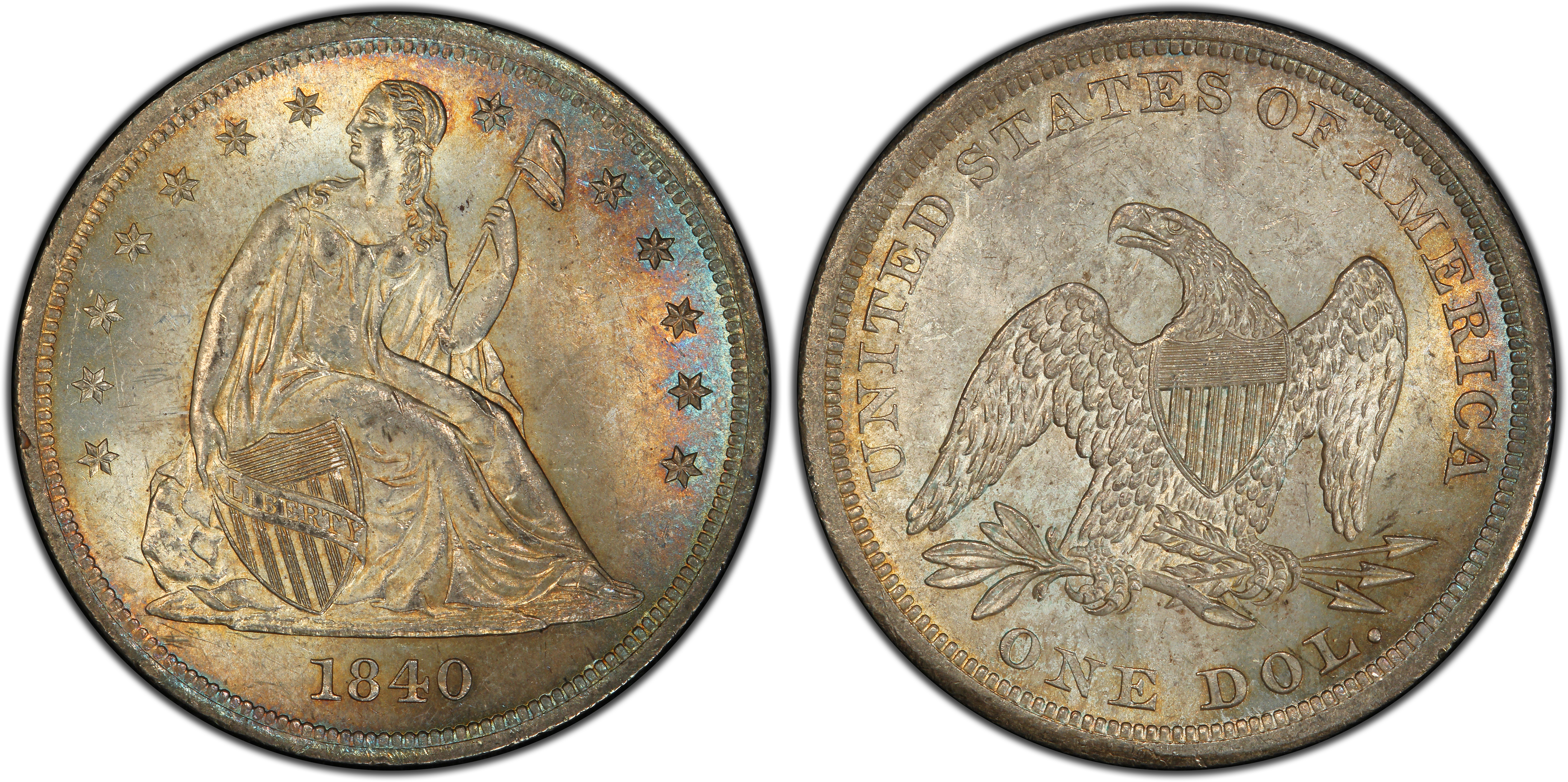 1840 $1 (Regular Strike) Liberty Seated Dollar - PCGS CoinFacts