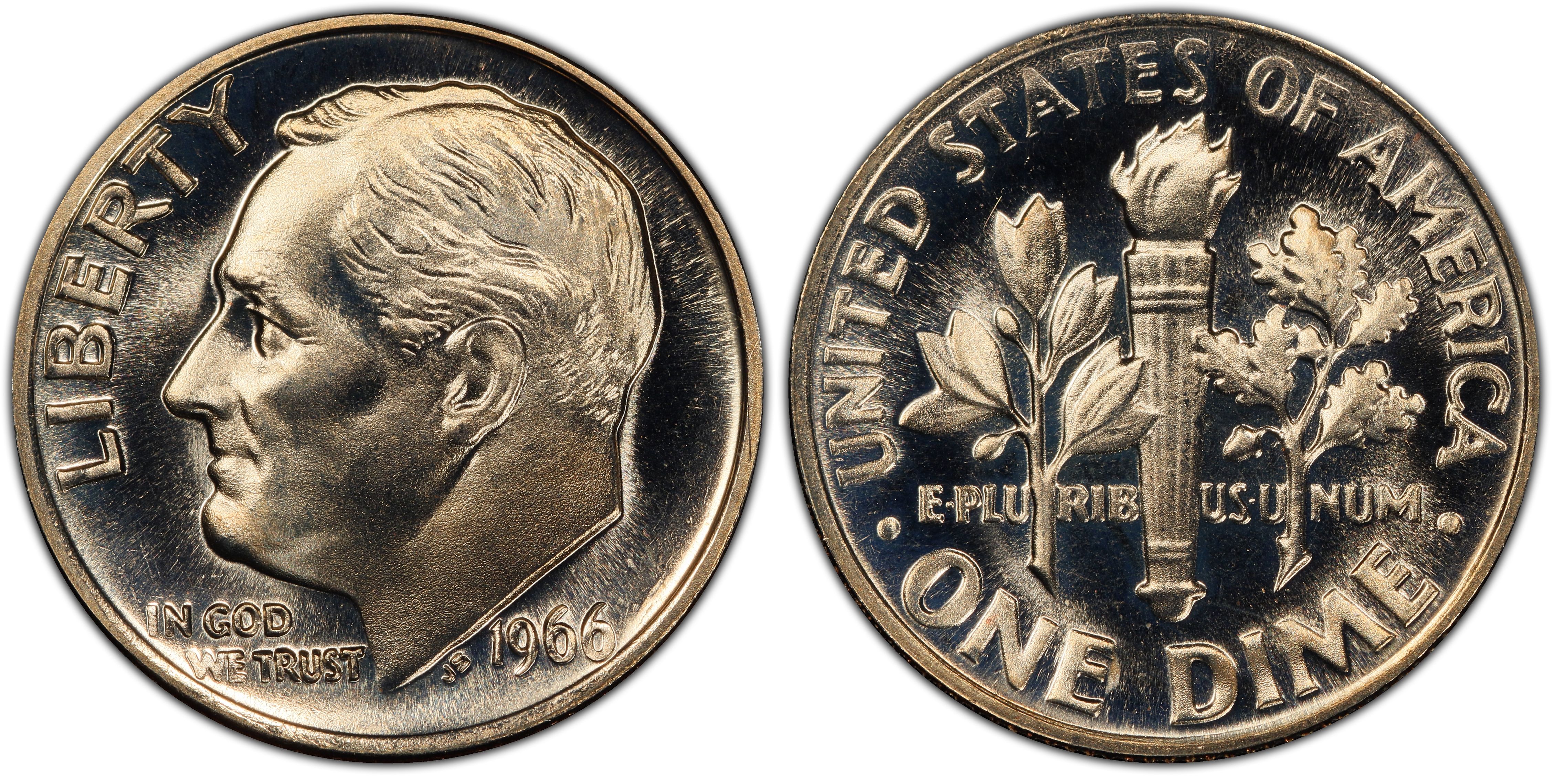 1966 S Roosevelt Dime 10c Gem Proof CN-Clad US Coin 