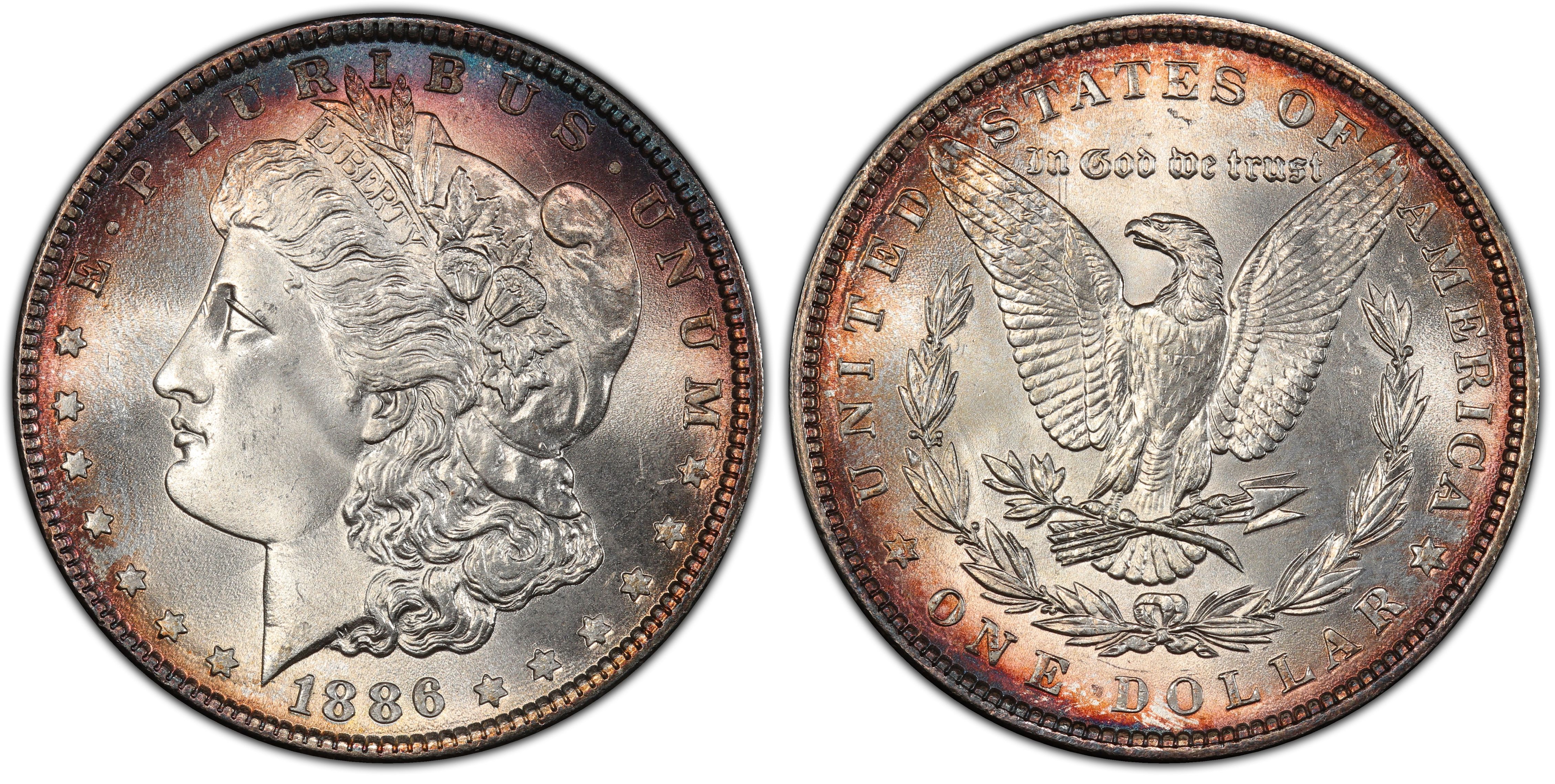1886 US Morgan Silver Dollar $1 PCGS MS63 