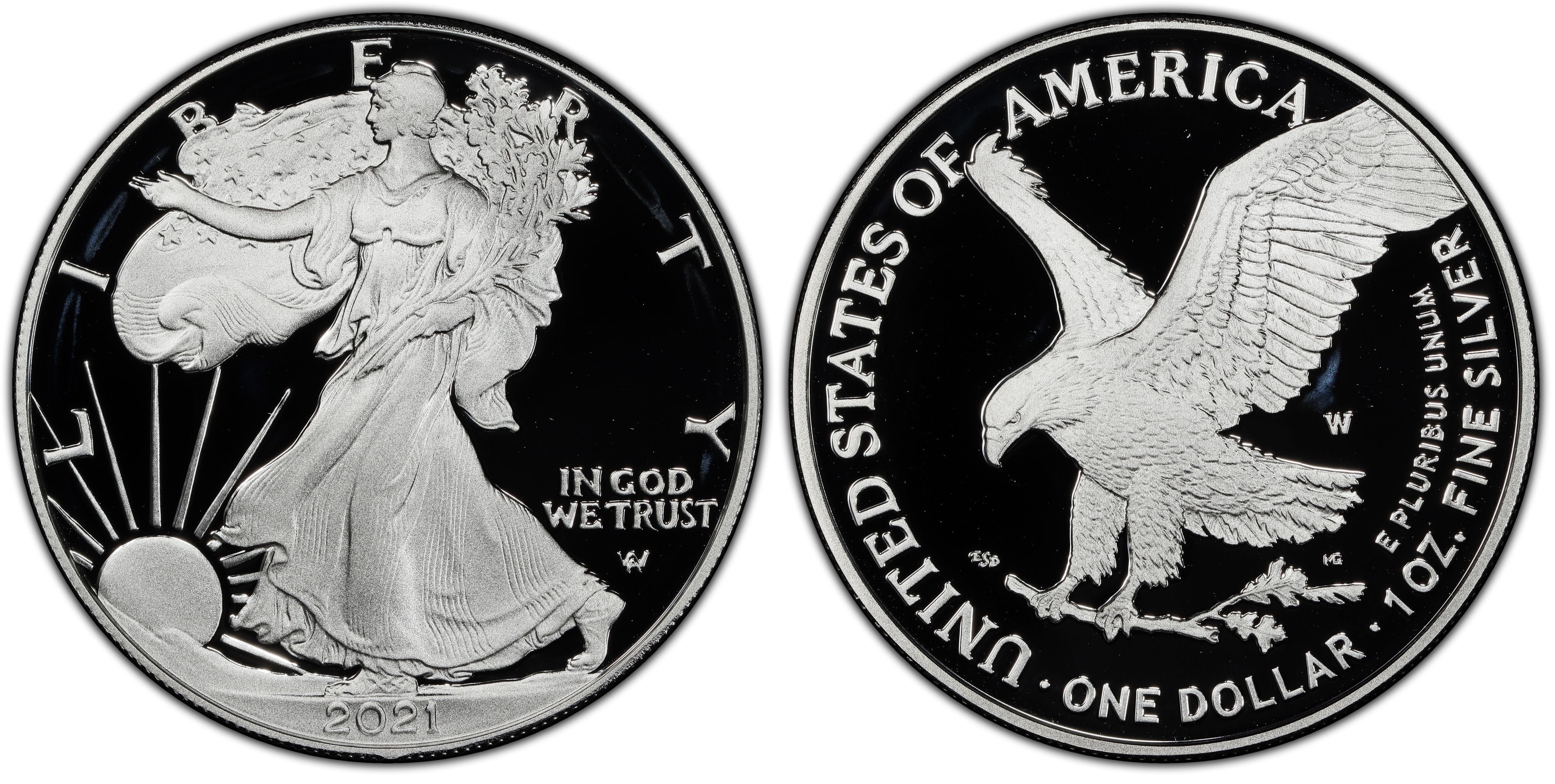 1998-P $1 1 oz Proof Silver Eagle PR70 PCGS Thomas Cleveland Blue Eagle