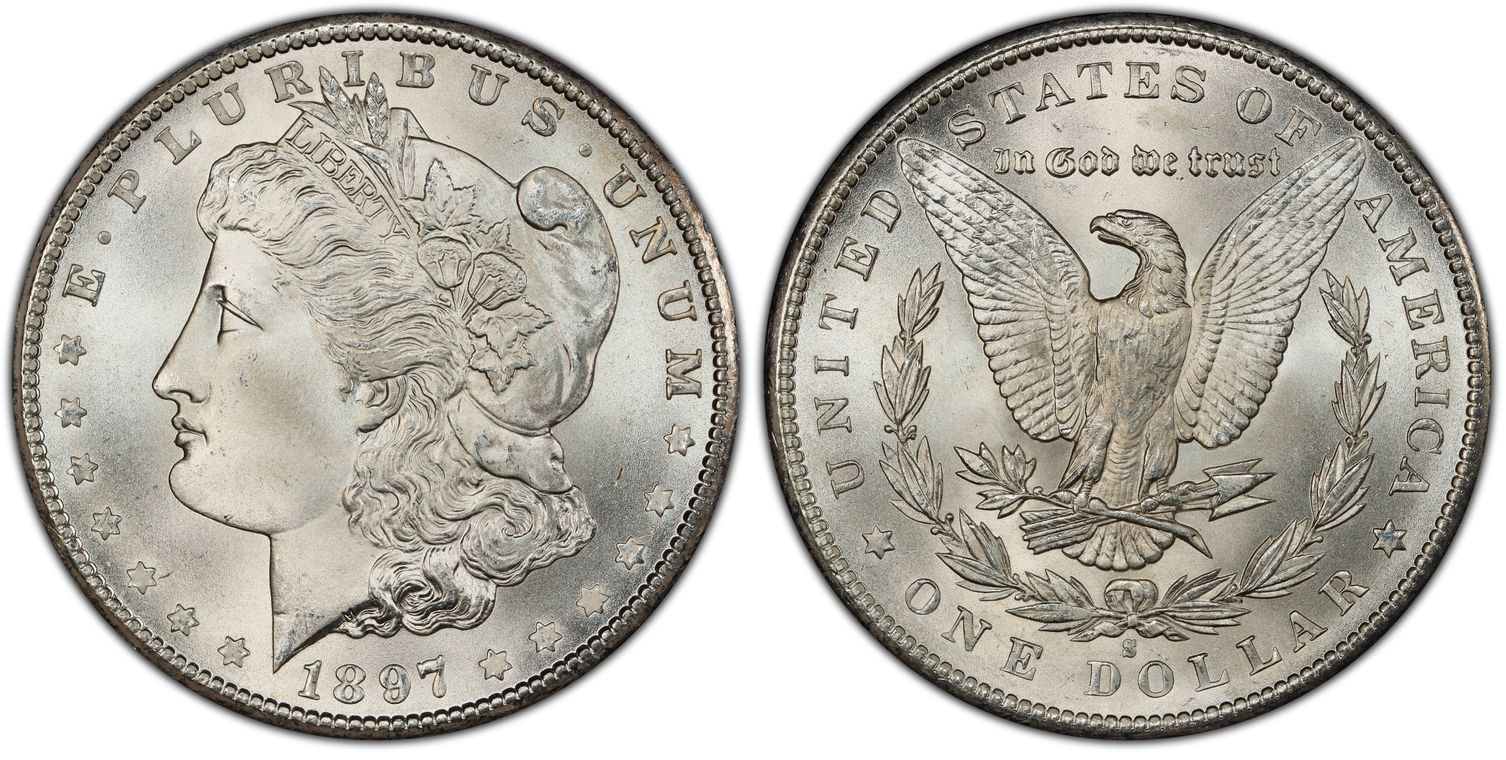 シルバー ゴールド アンティークコイン 1897-S $1 Silver Morgan 