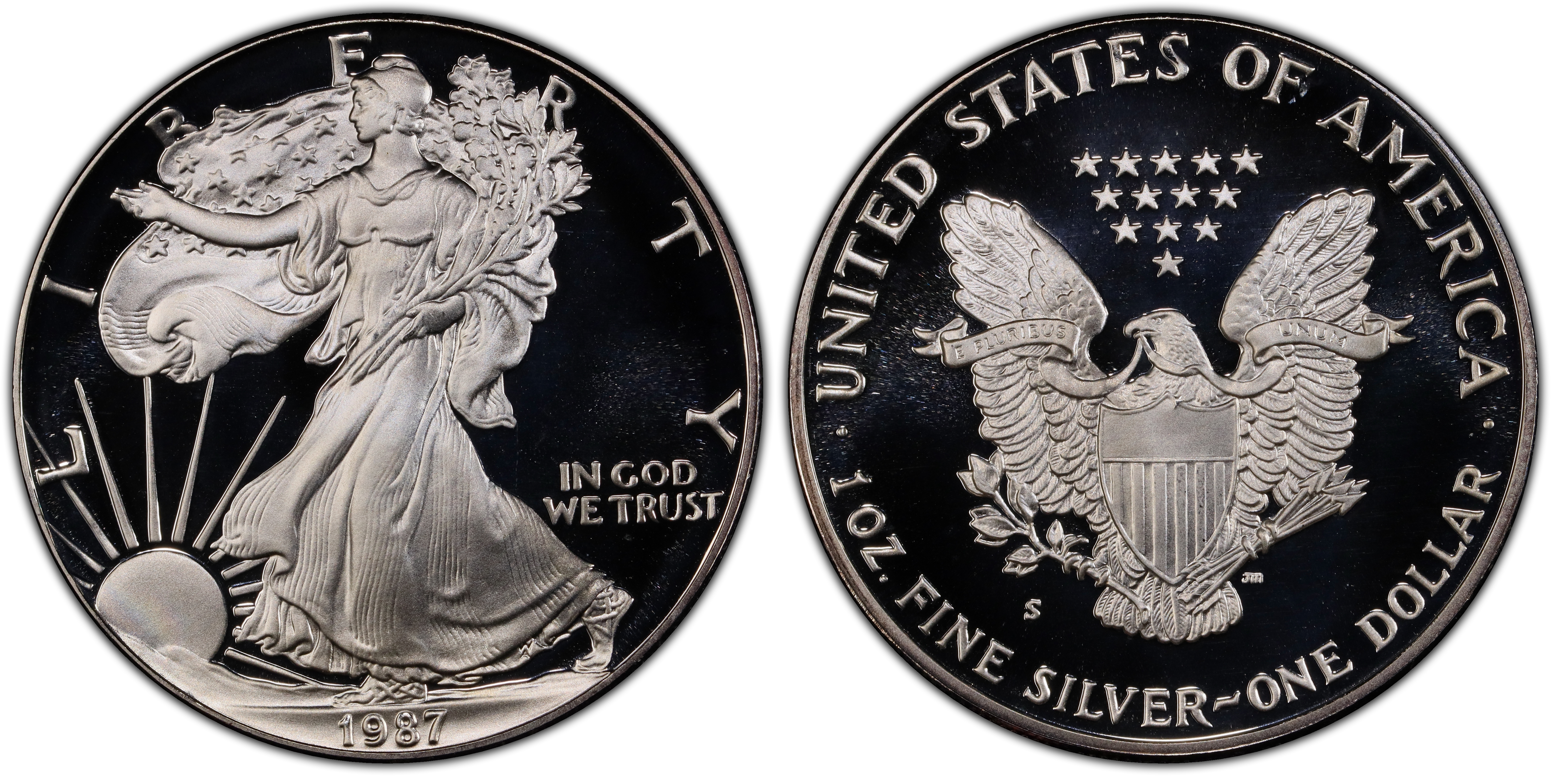 1987 S 1 Silver Eagle DCAM Proof Silver Eagles PCGS CoinFacts