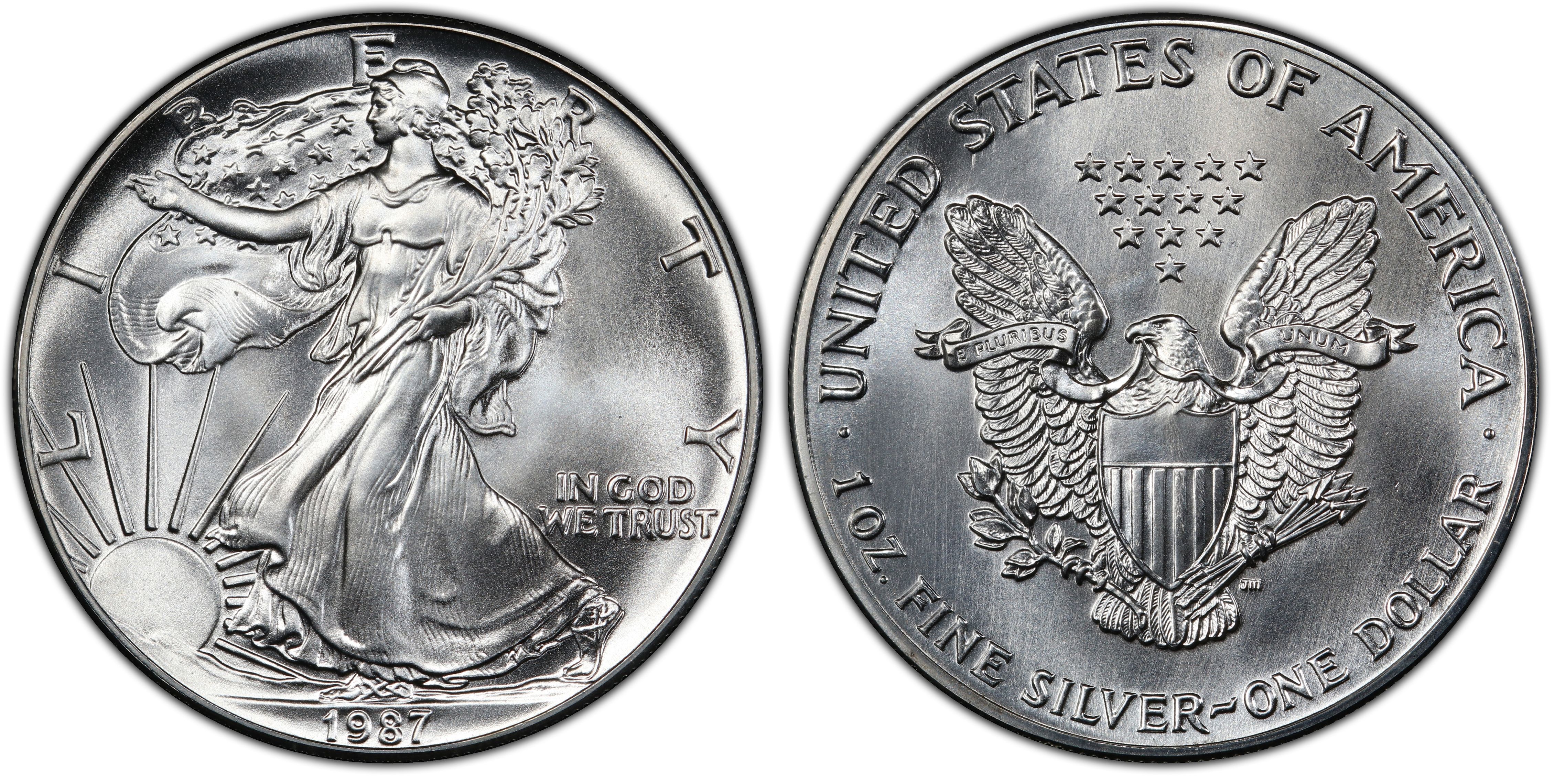 1987 $1 Silver Eagle (Regular Strike) Silver Eagles - PCGS CoinFacts