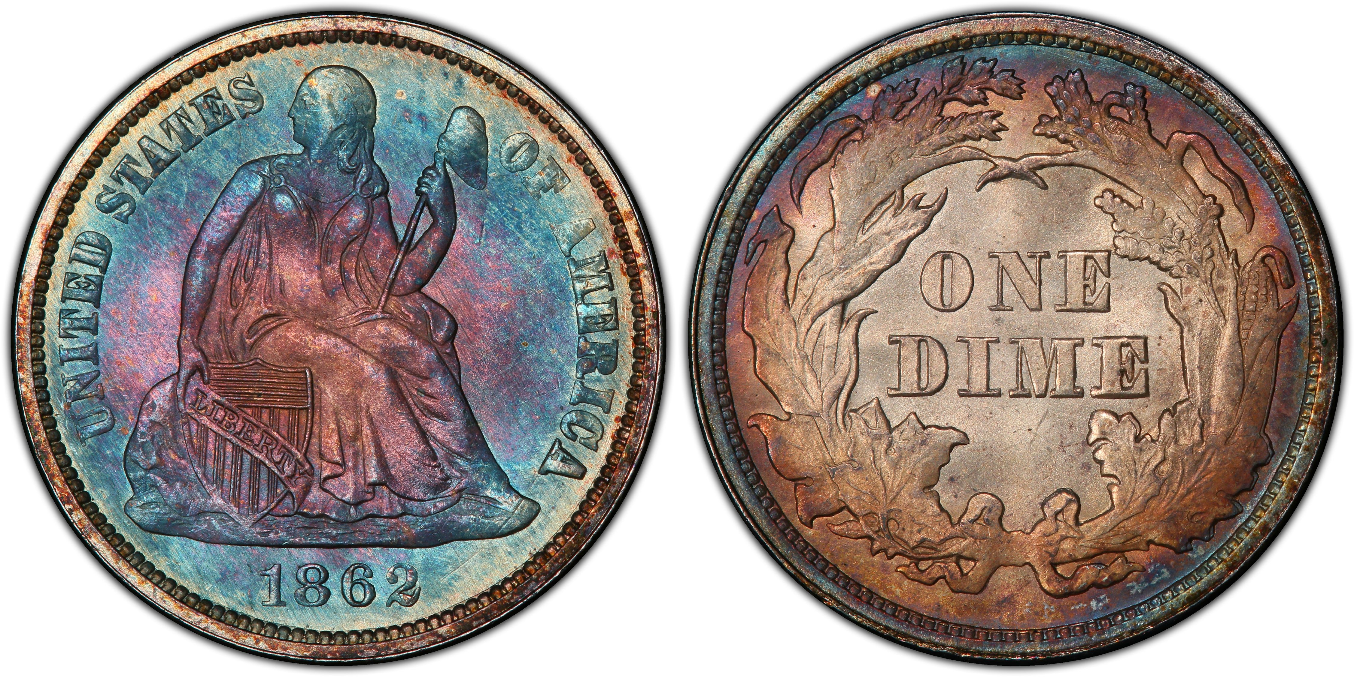 1862 10C (Regular Strike) Liberty Seated Dime - PCGS CoinFacts