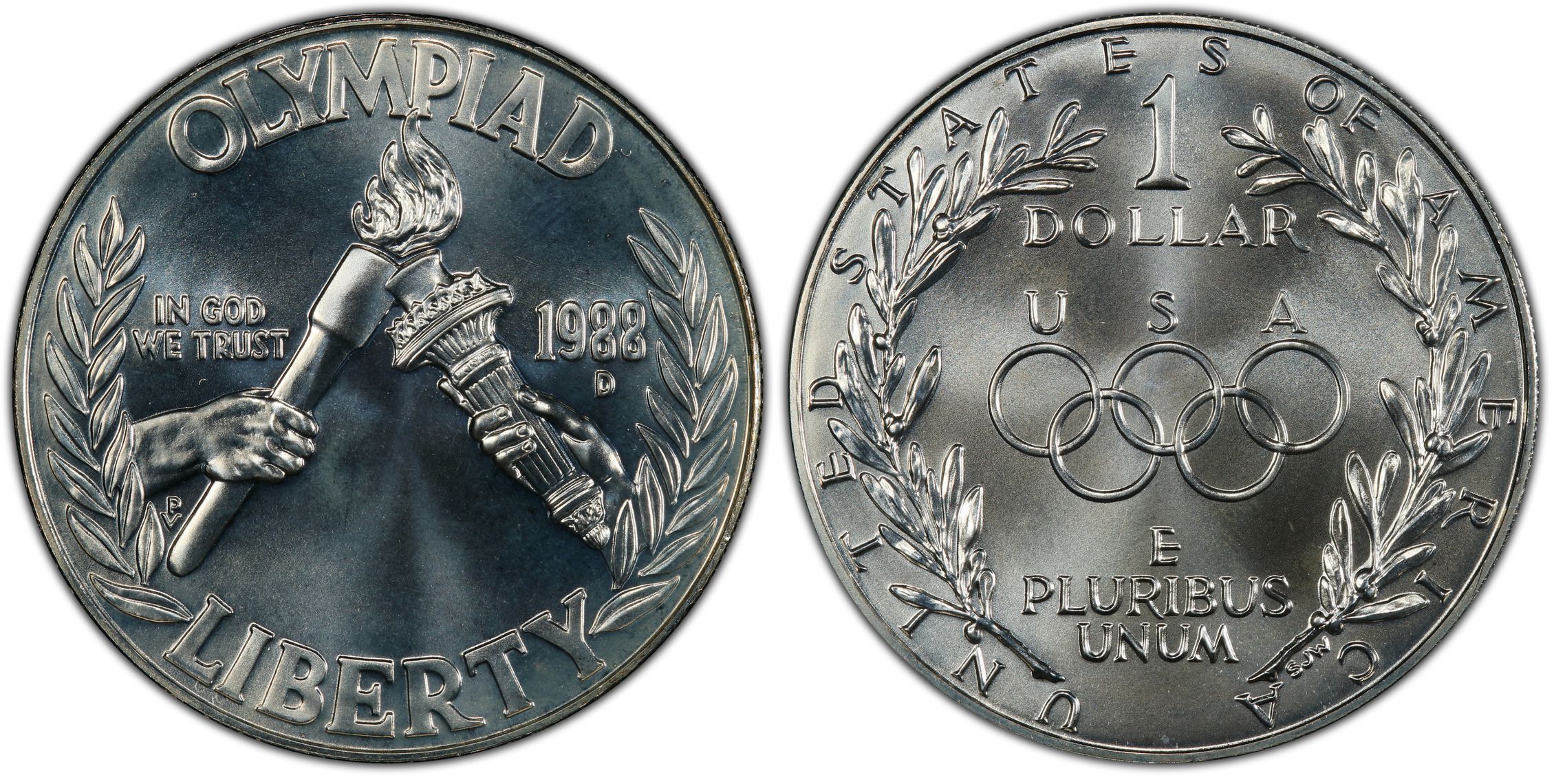 1988-D $1 Olympic (Regular Strike) Modern Silver and Clad ...