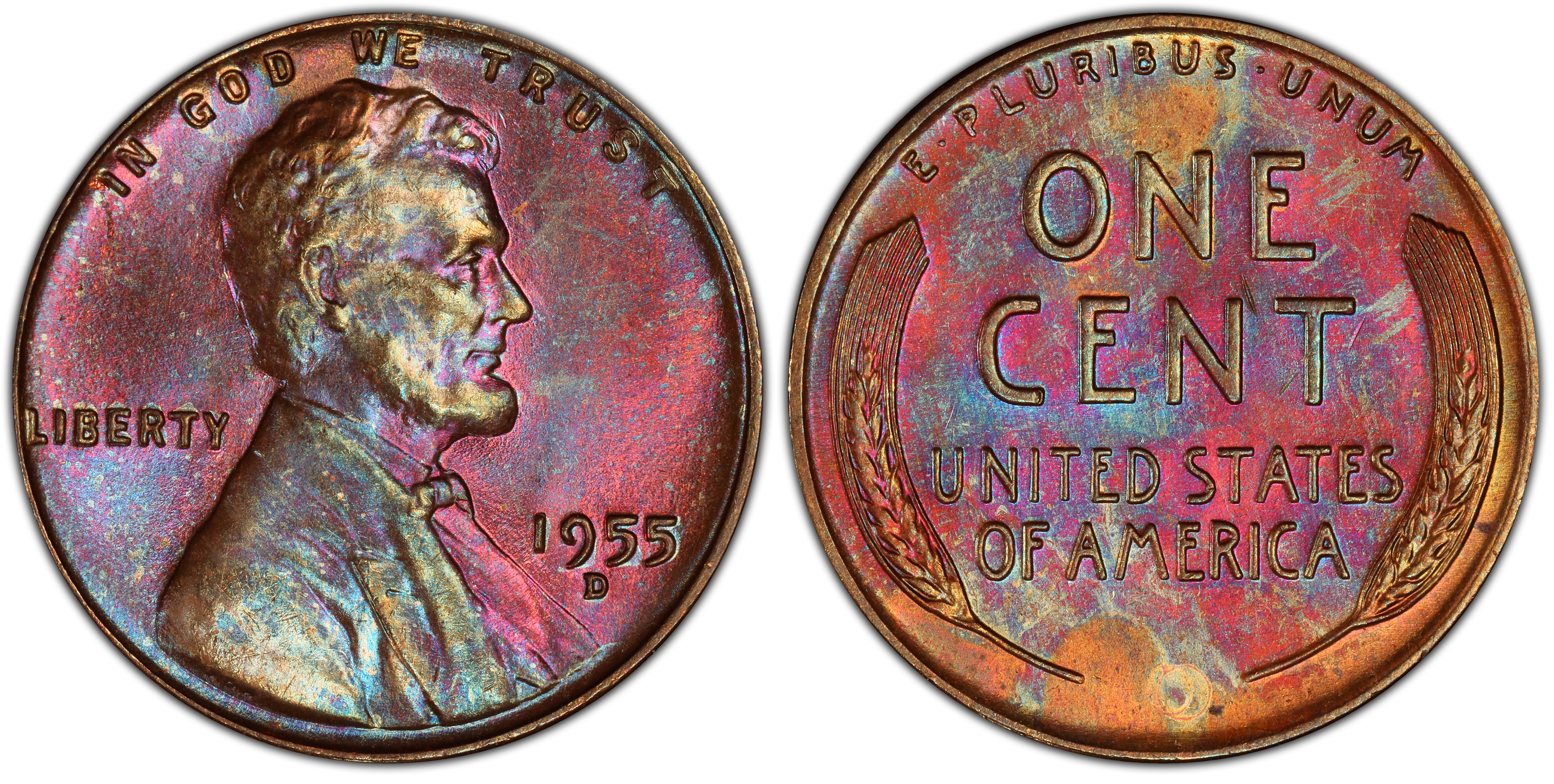 1955-D 1C, BN (Regular Strike) Lincoln Cent (Wheat Reverse ...