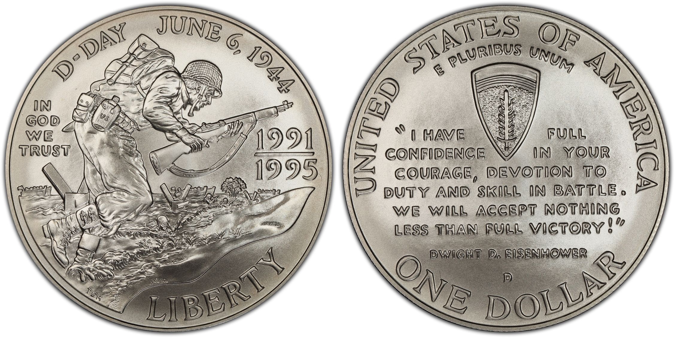 1991 95 D 1 World War II Regular Strike Modern Silver and Clad