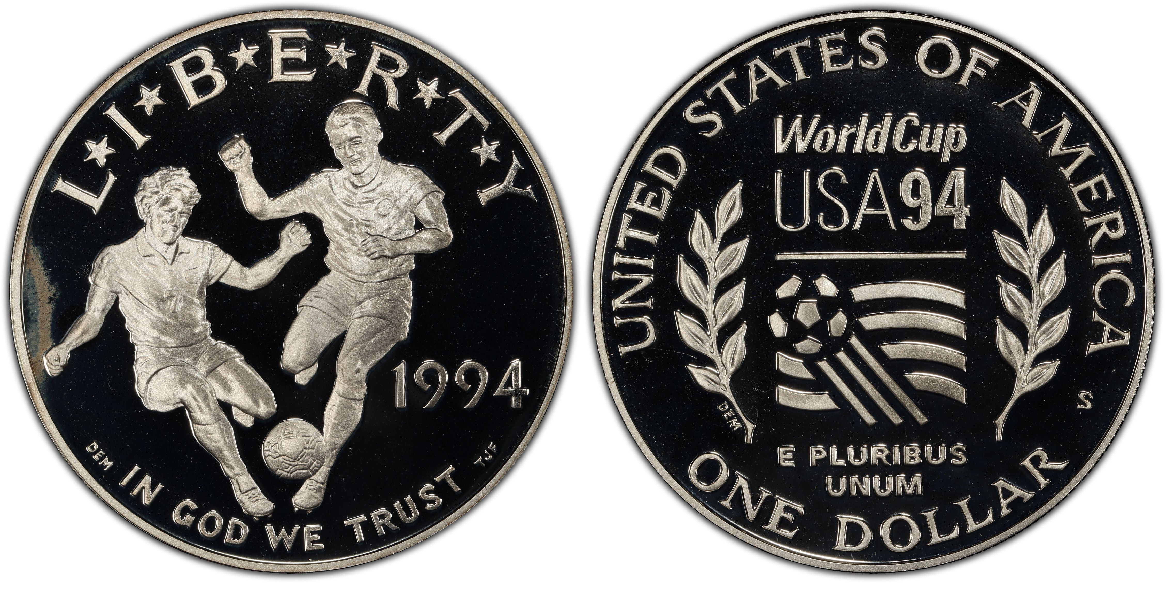 1994-S World Cup Silver Commemorative Dollar PR69DCAM PCGS Proof 69 Deep Cameo 