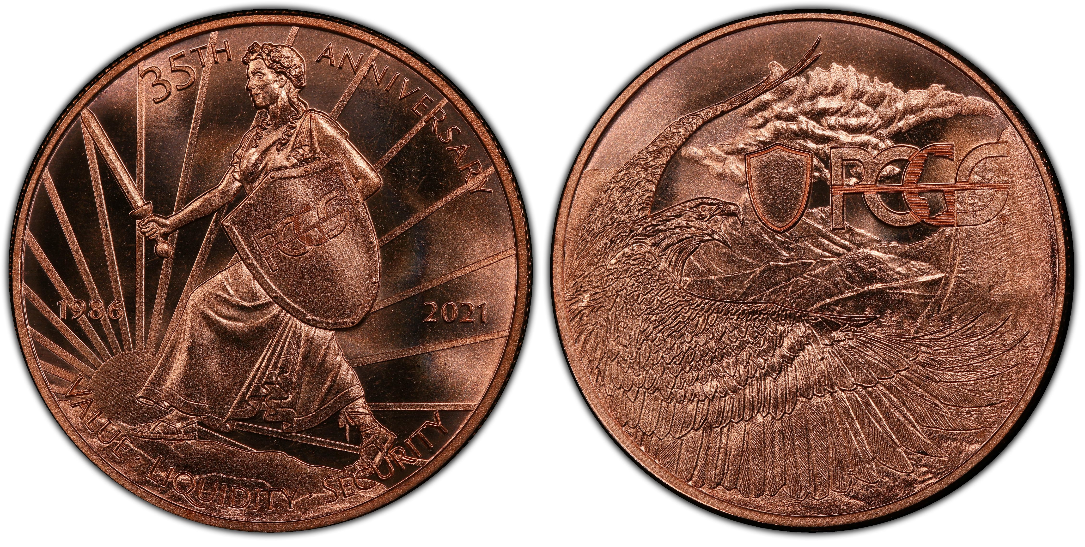 2021 Medal PCGS Commemorative 35th Anniversary Copper, RD (Regular 