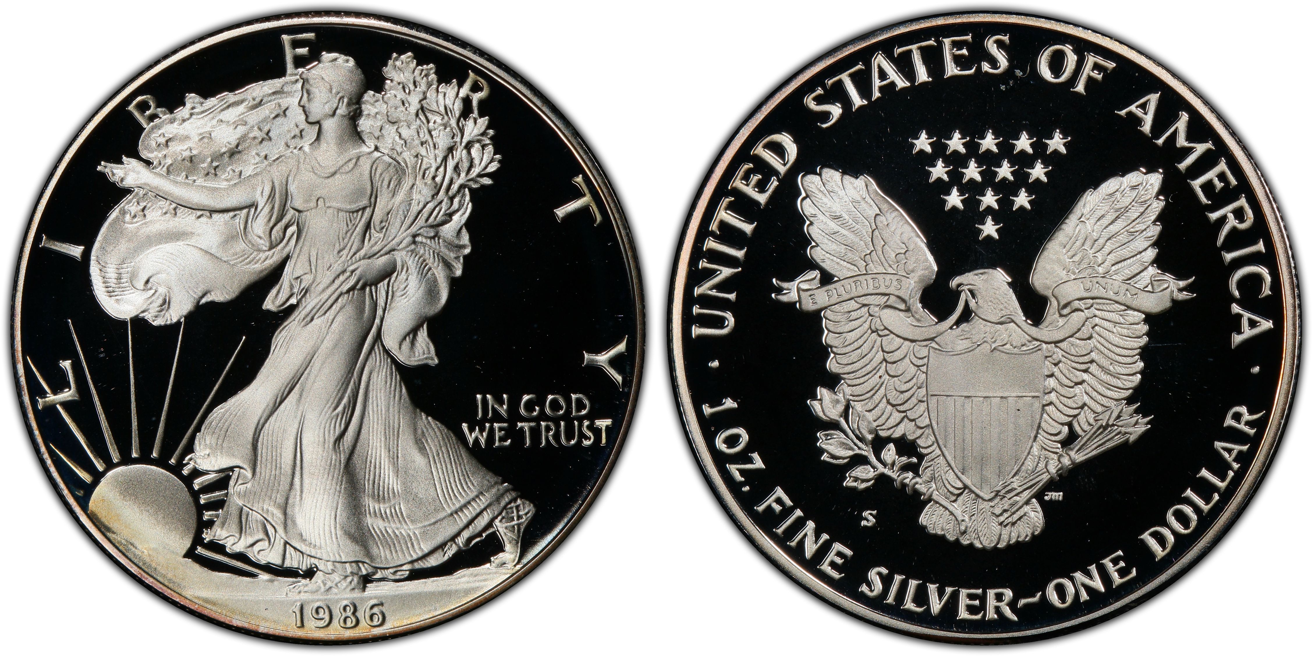 1986-S $1 Silver Eagle, DCAM (Proof) Silver Eagles - PCGS CoinFacts