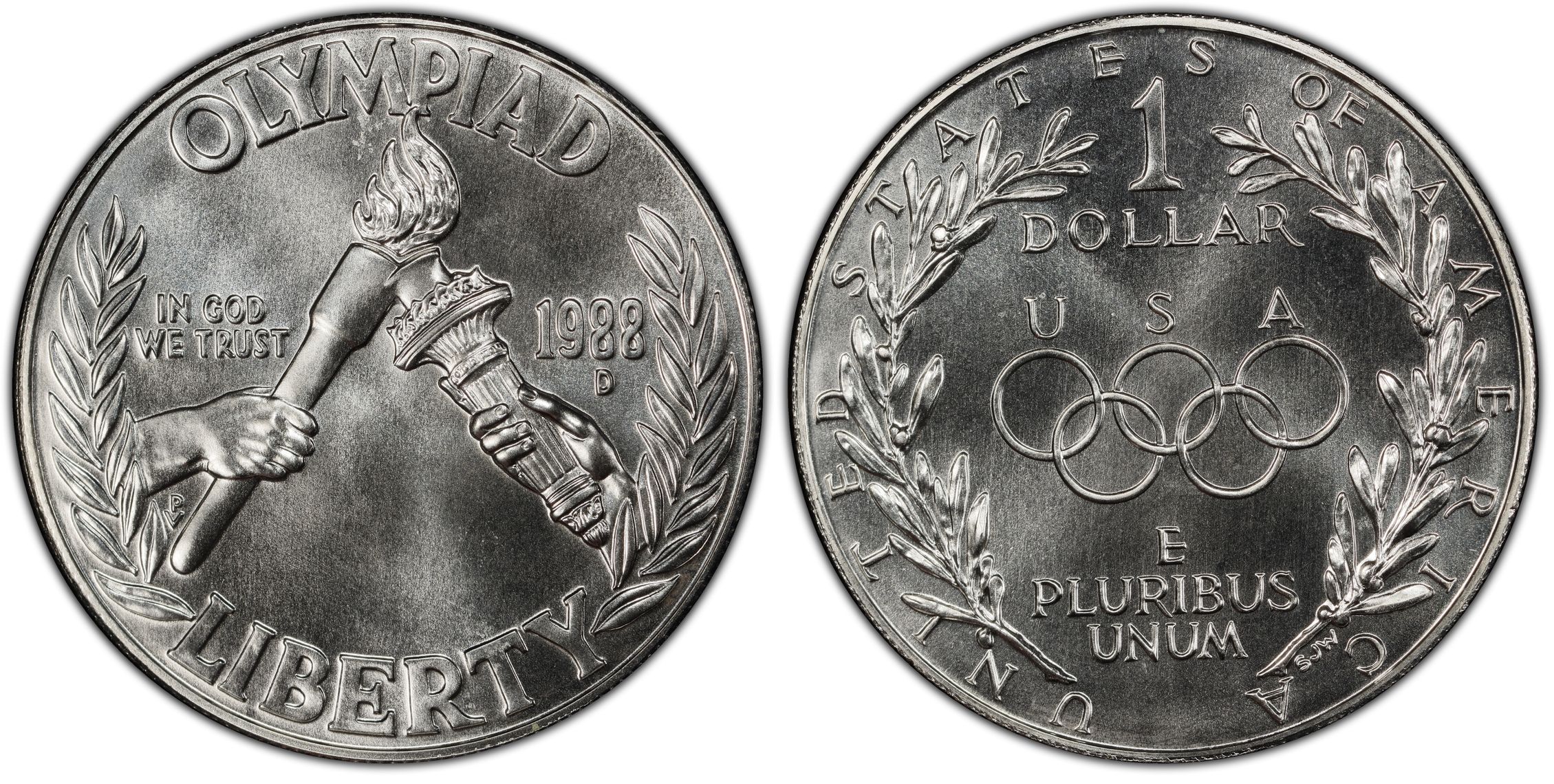 1988-D $1 Olympic (Regular Strike) Modern Silver and Clad ...