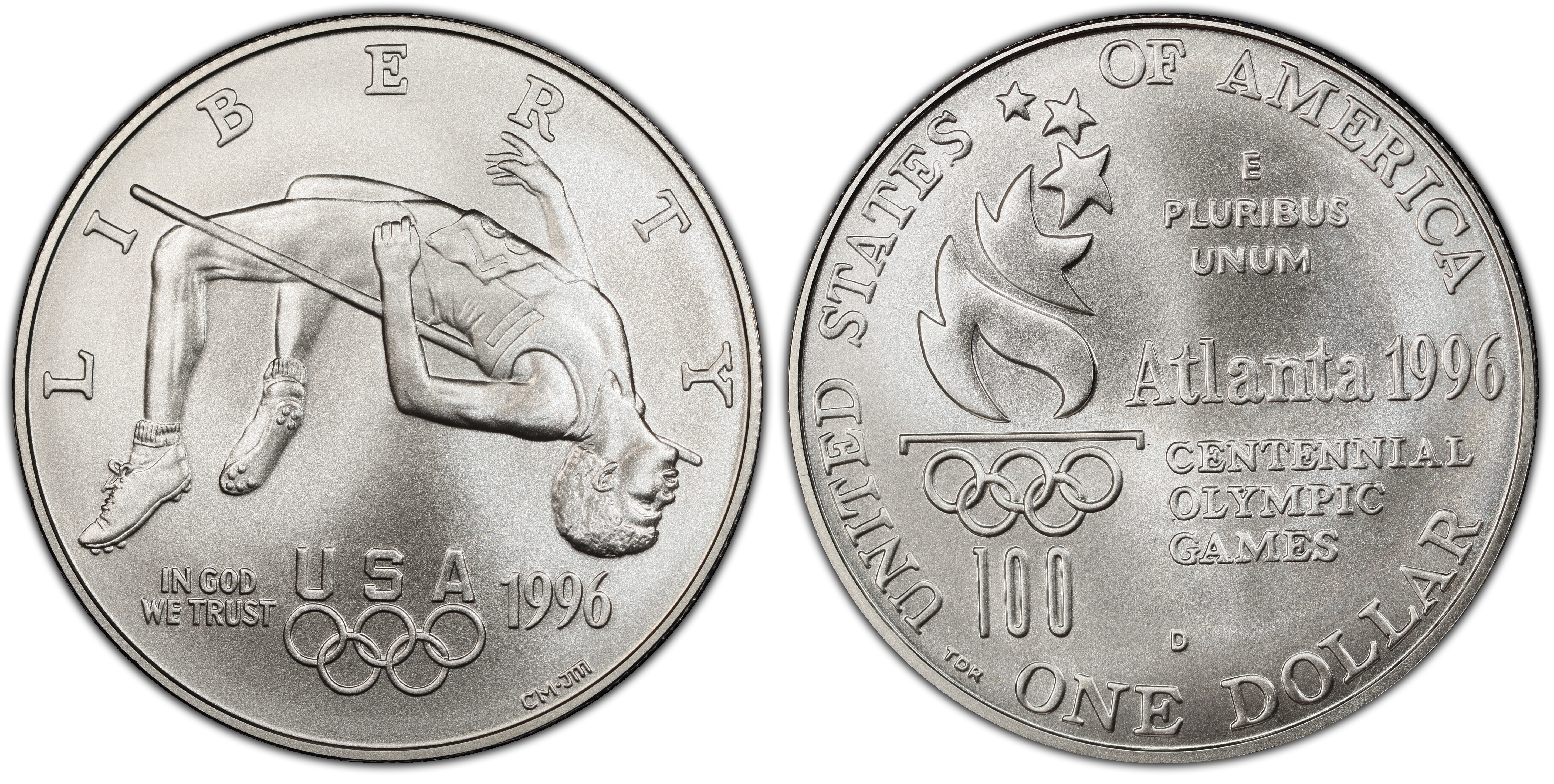 1996-D $1 High Jump (Regular Strike) Modern Silver and Clad