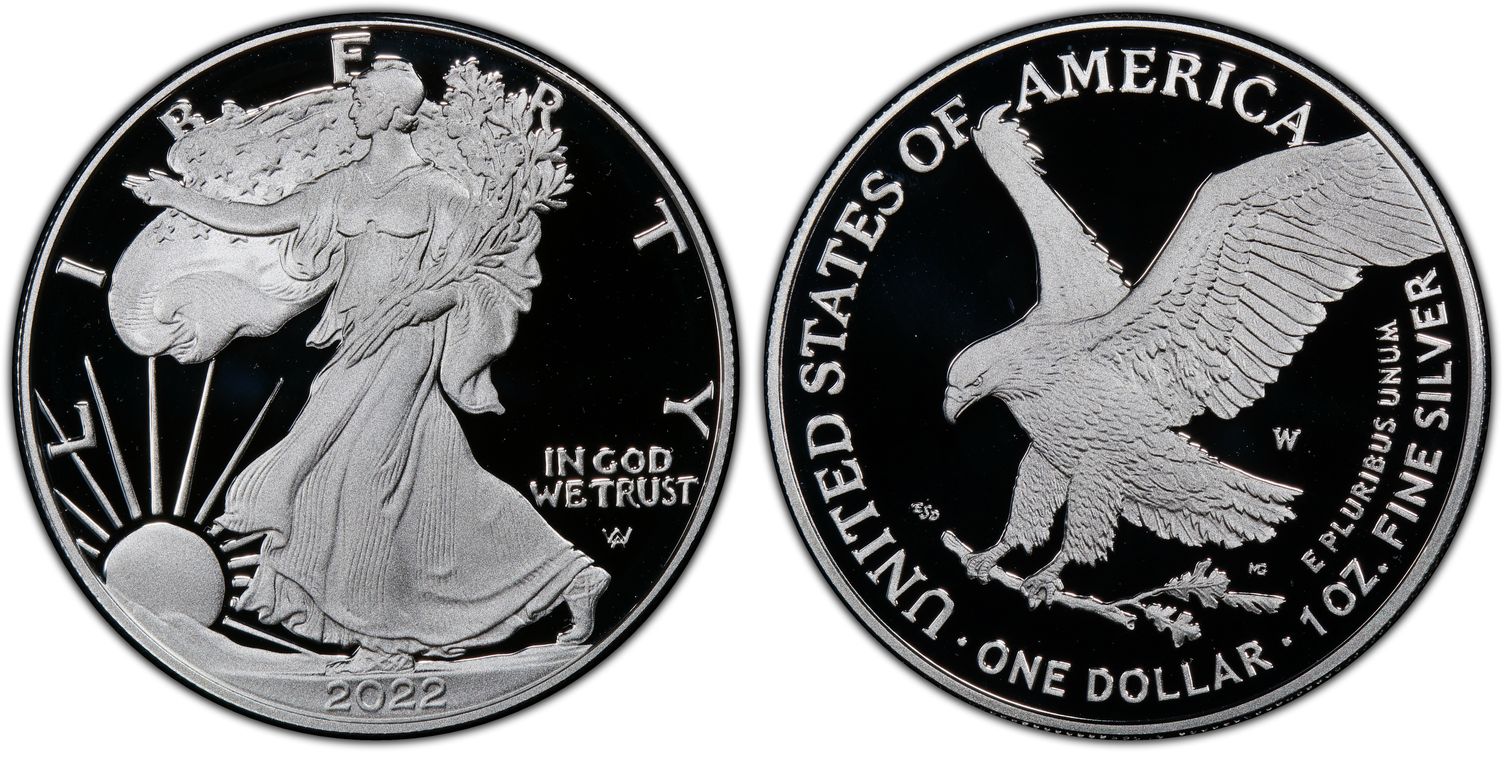 2022W 1 Silver Eagle First Day of Issue, DCAM (Proof) Silver Eagles