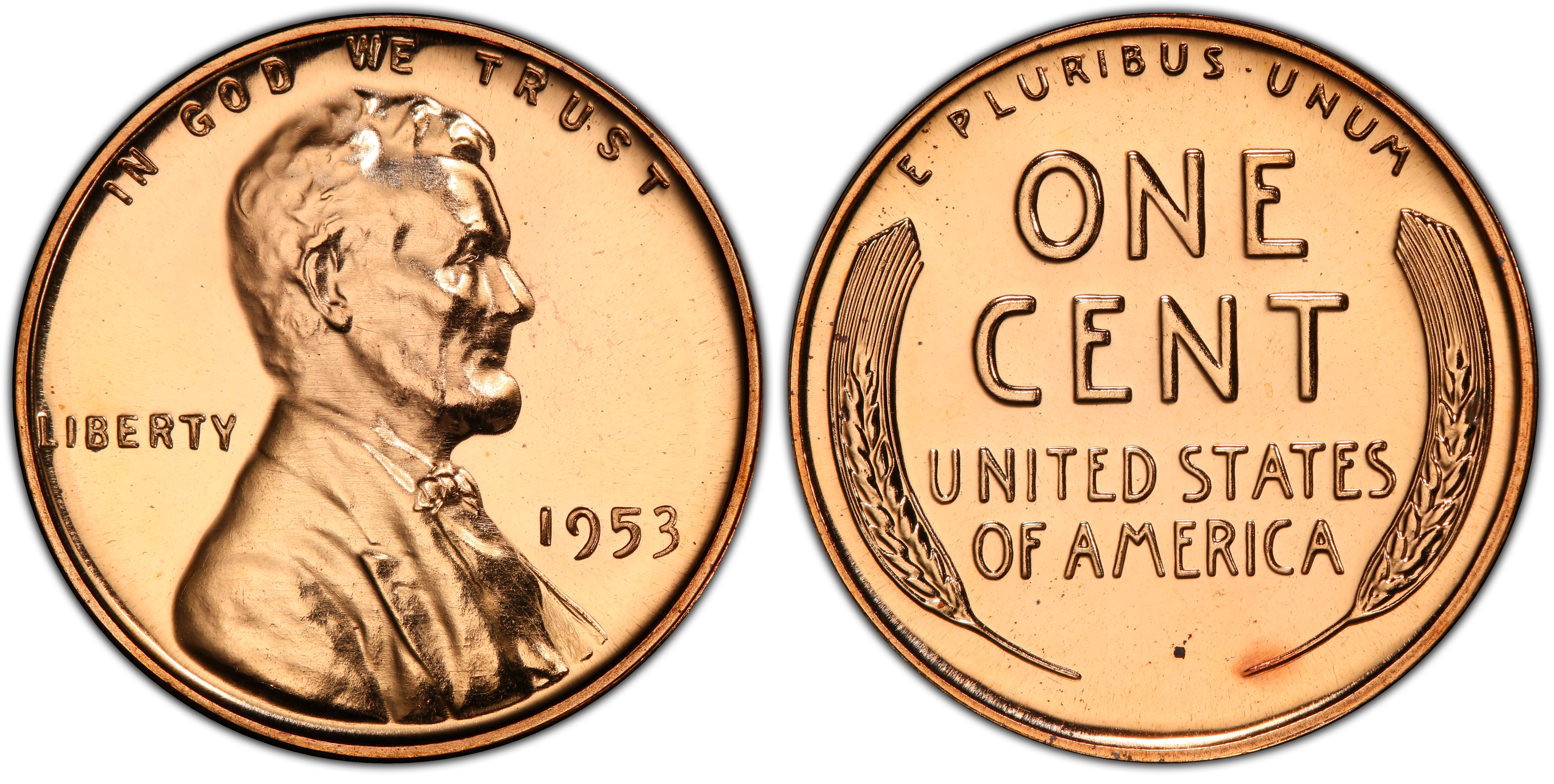 1953 1C Re-Engraved Design FS-402, RD (Proof) Lincoln Cent (Wheat