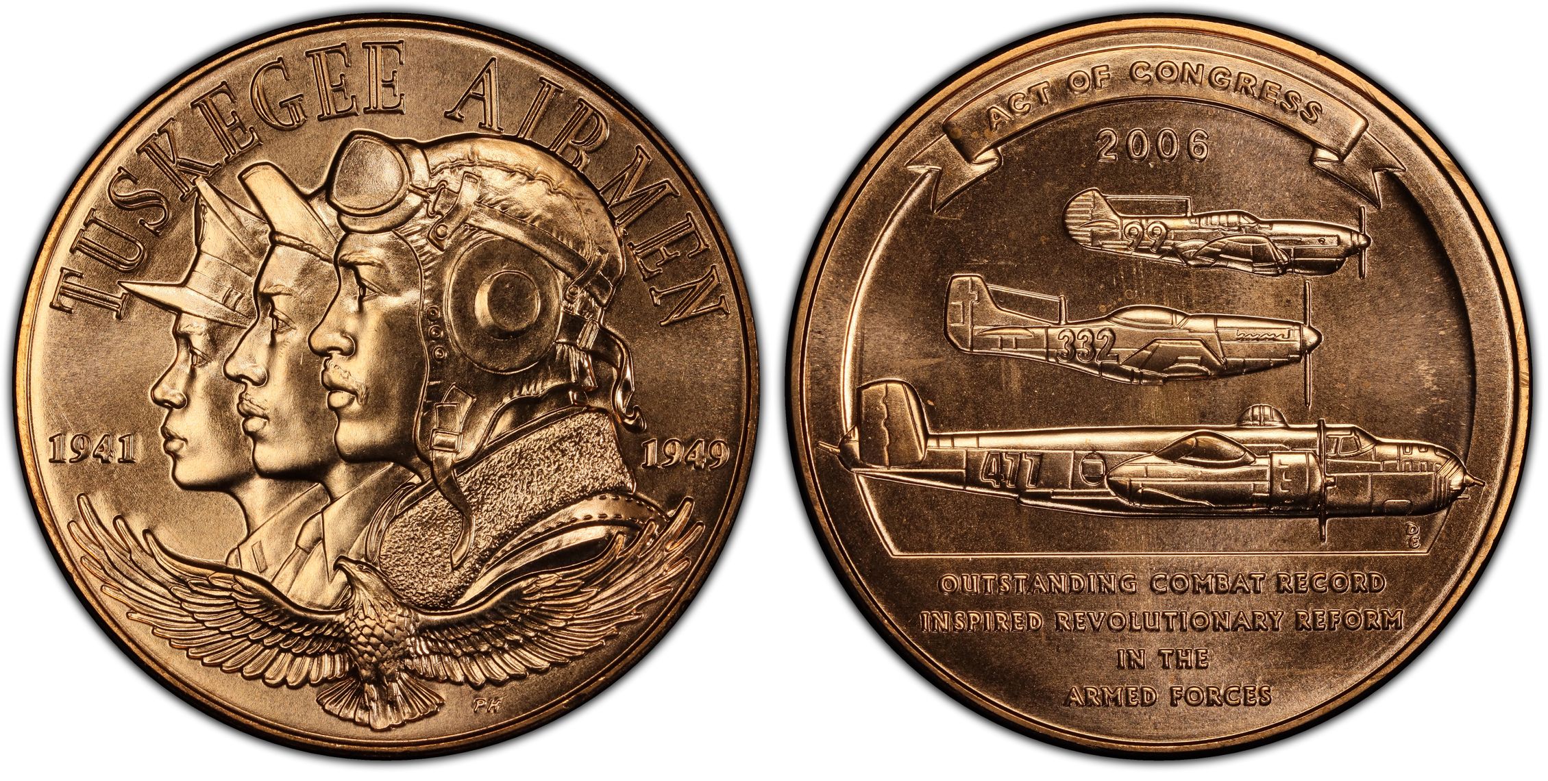 2006 AE Medal Tuskegee Airmen 38mm, RD (Regular Strike) U.S. Mint ...