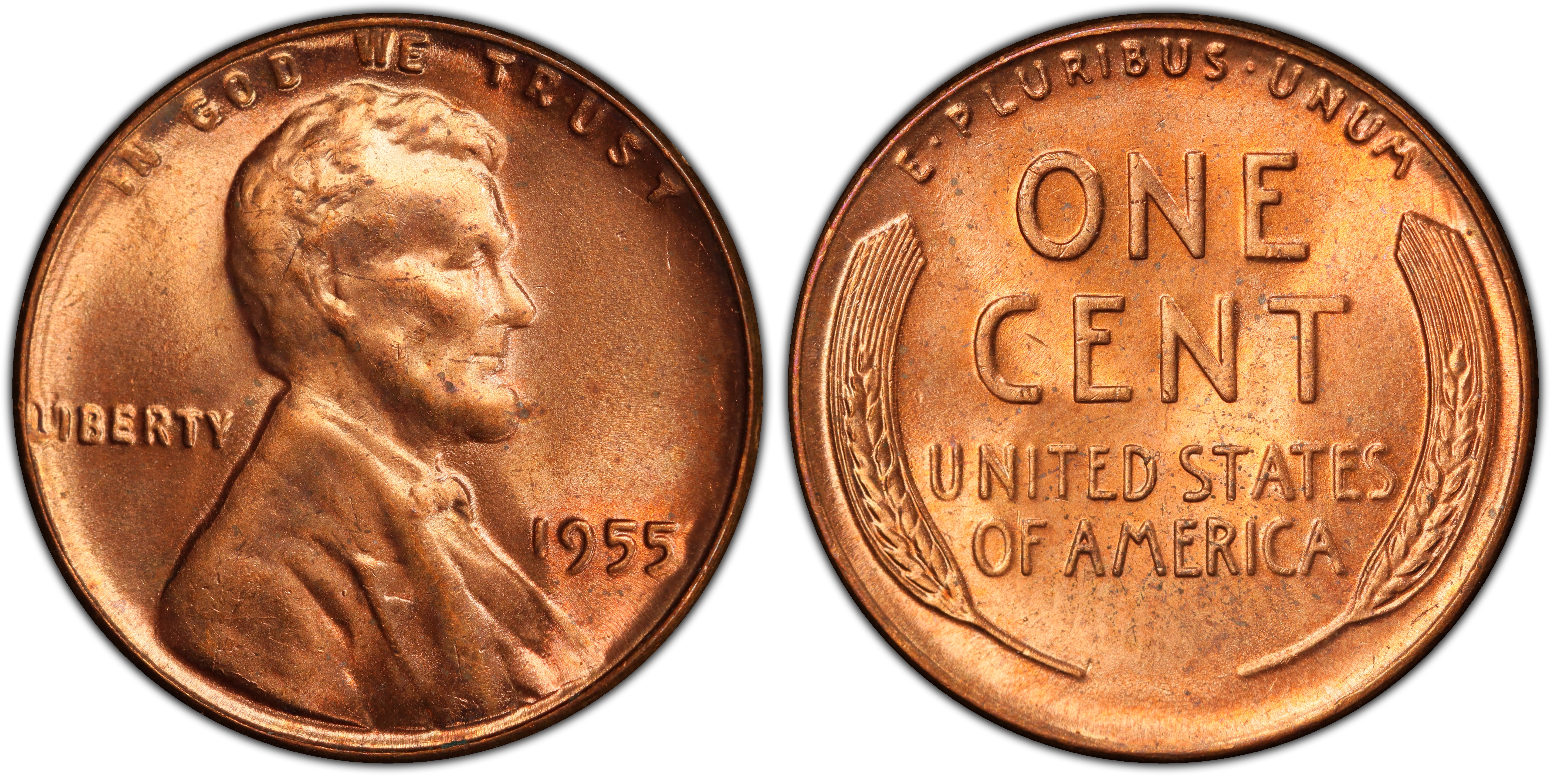 1955 1C DDO FS-102, RD (Regular Strike) Lincoln Cent (Wheat Reverse ...