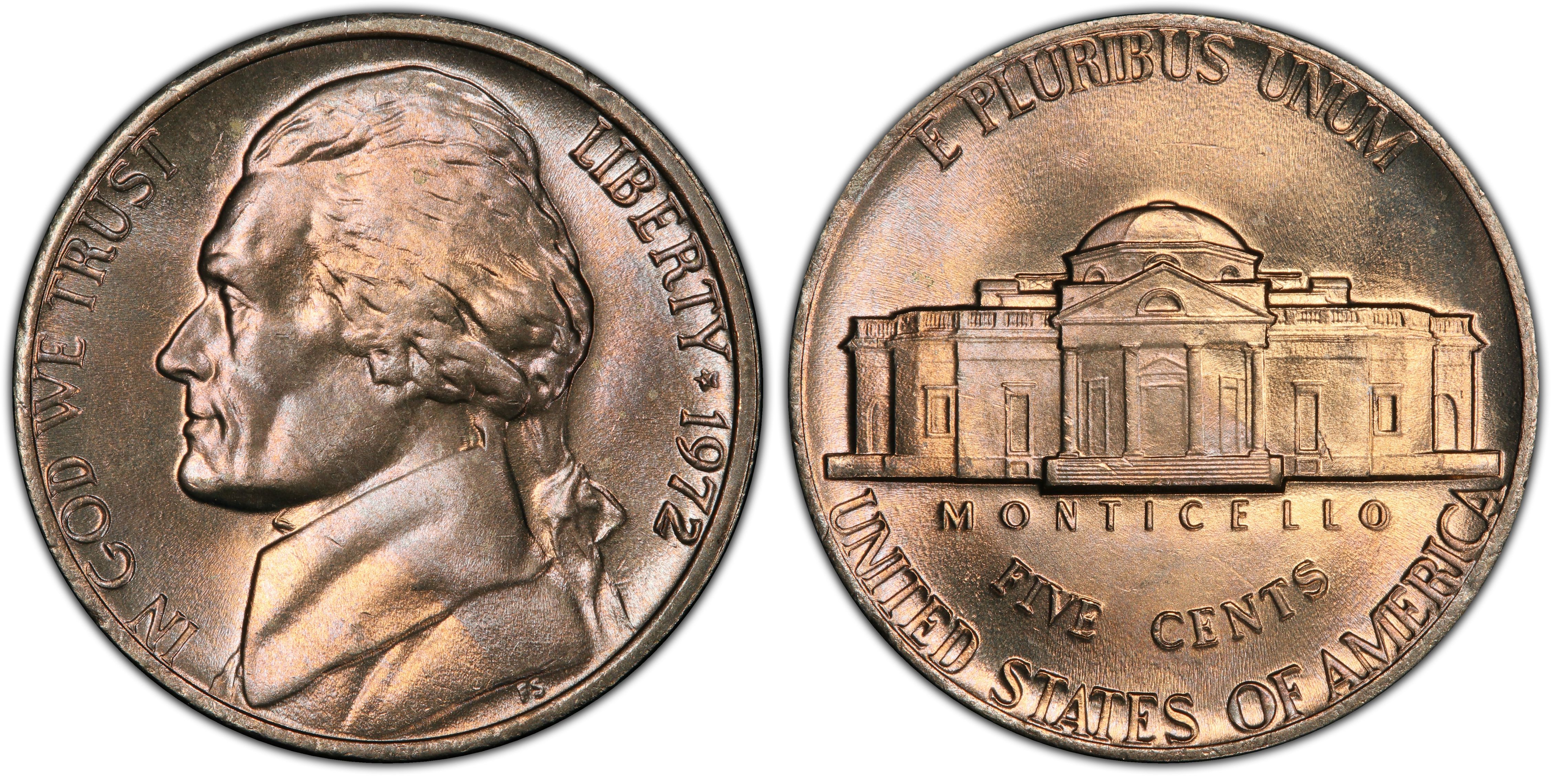1972 Philadelphia Jefferson  Uncirculated Business Strike Five Cent Coin! 