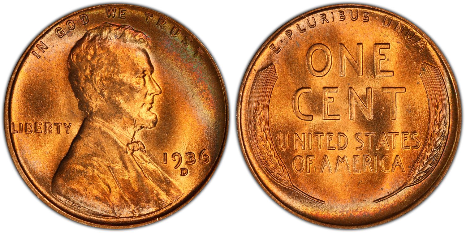 1936-D 1C, RB (Regular Strike) Lincoln Cent (Wheat Reverse) - PCGS ...