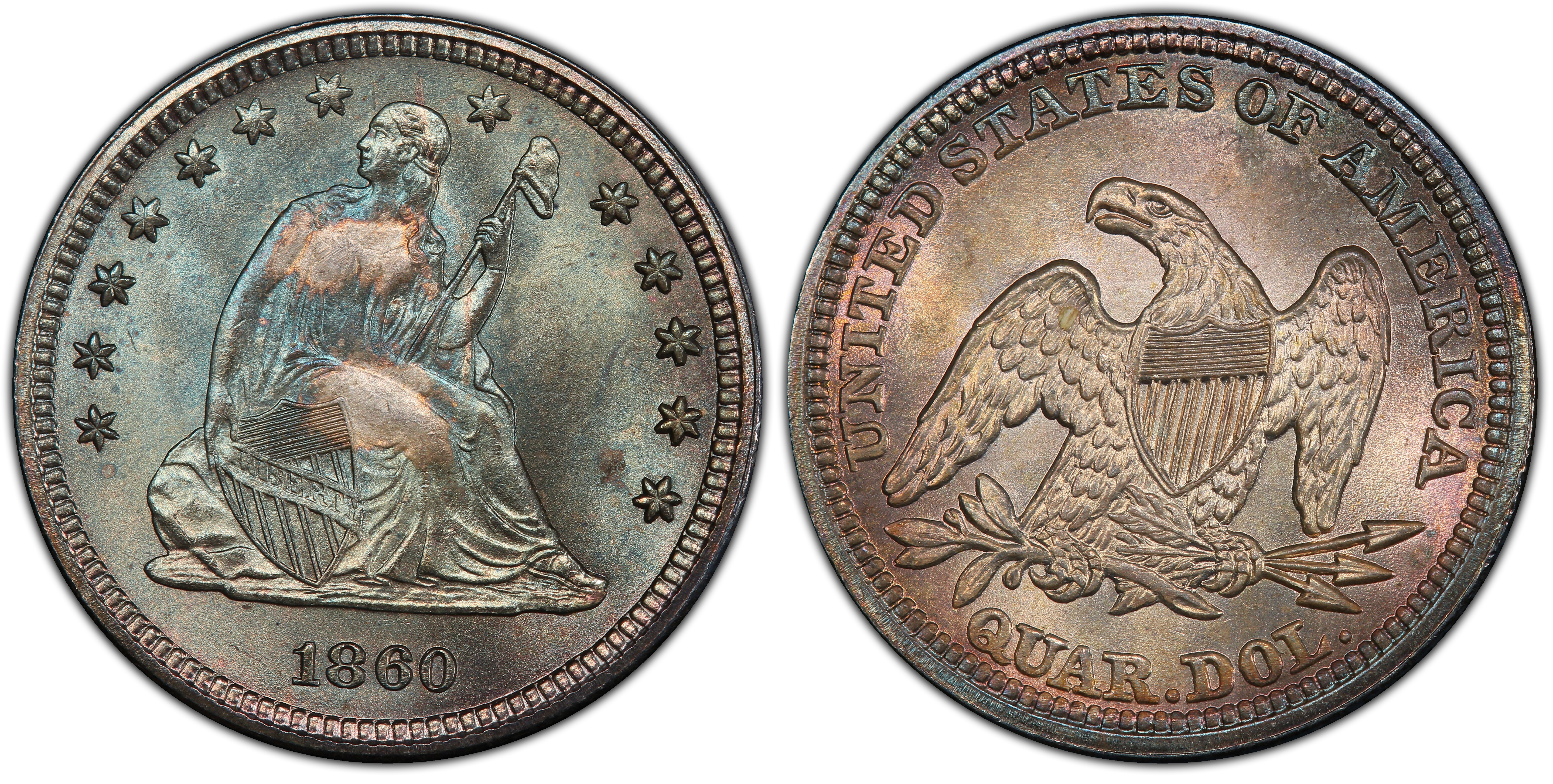 1860 25C (Regular Strike) Liberty Seated Quarter - PCGS CoinFacts