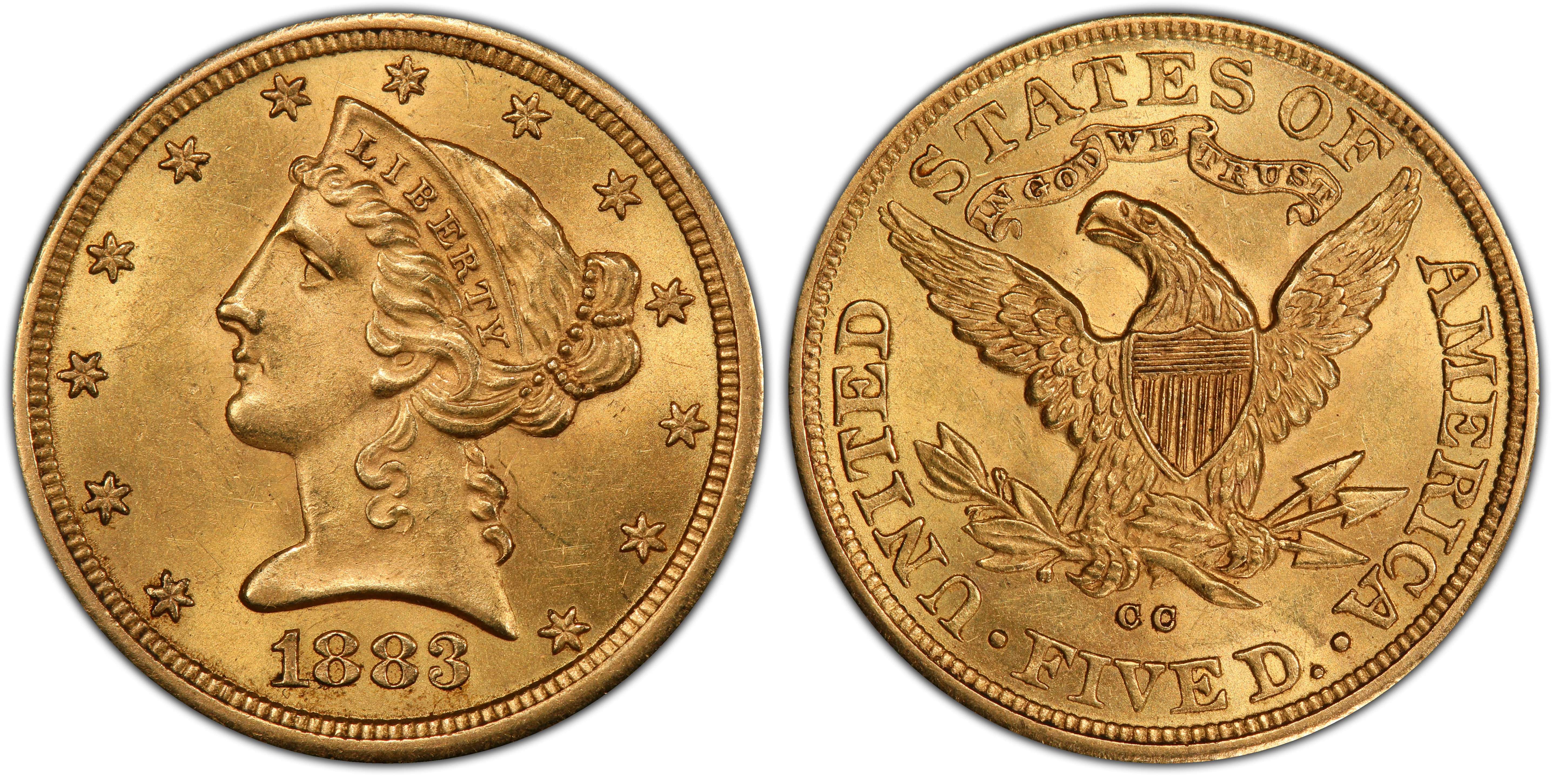 1883-CC $5 (Regular Strike) Liberty Head $5 - PCGS CoinFacts