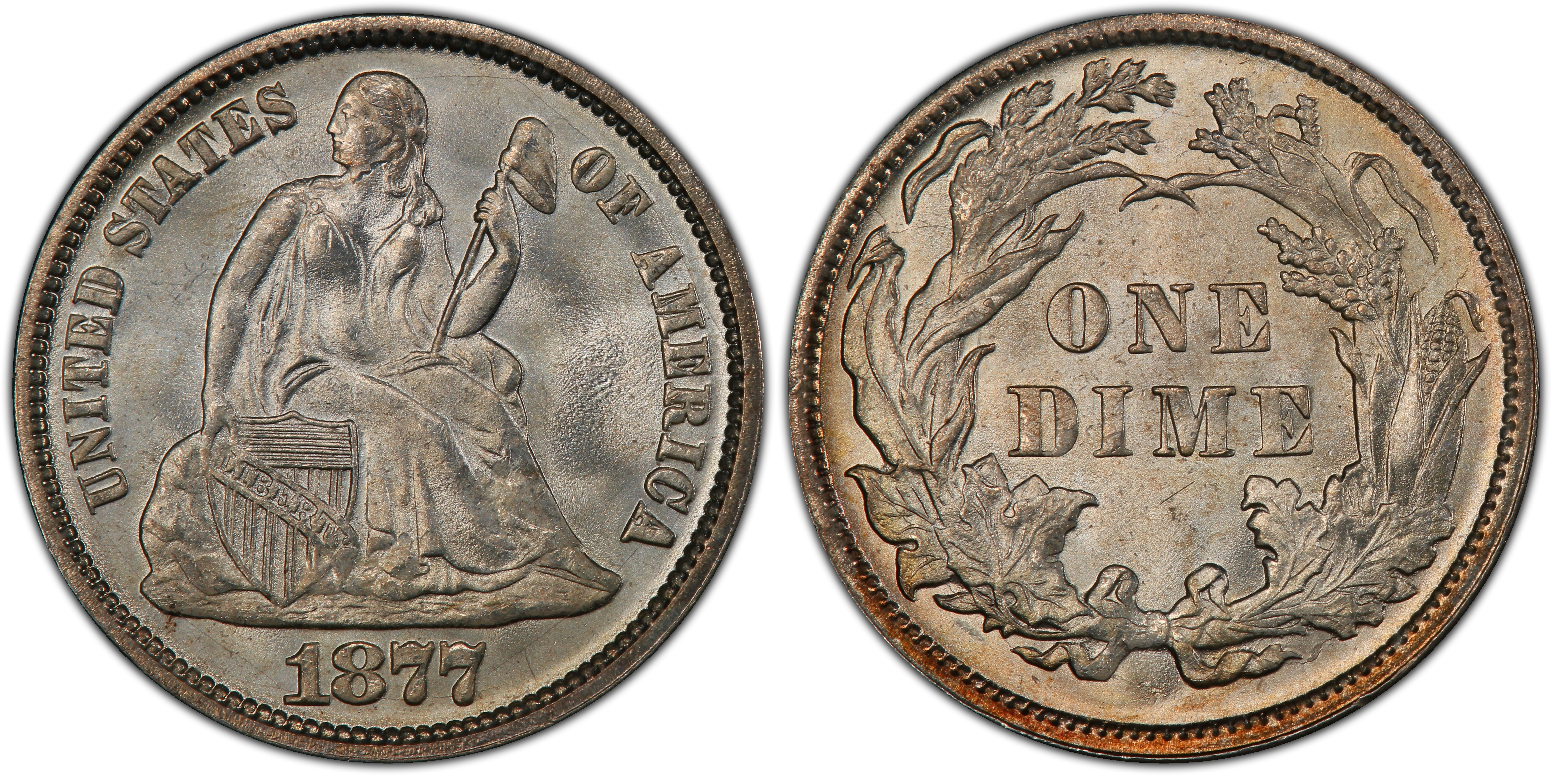 1877 10C (Regular Strike) Liberty Seated Dime - PCGS CoinFacts