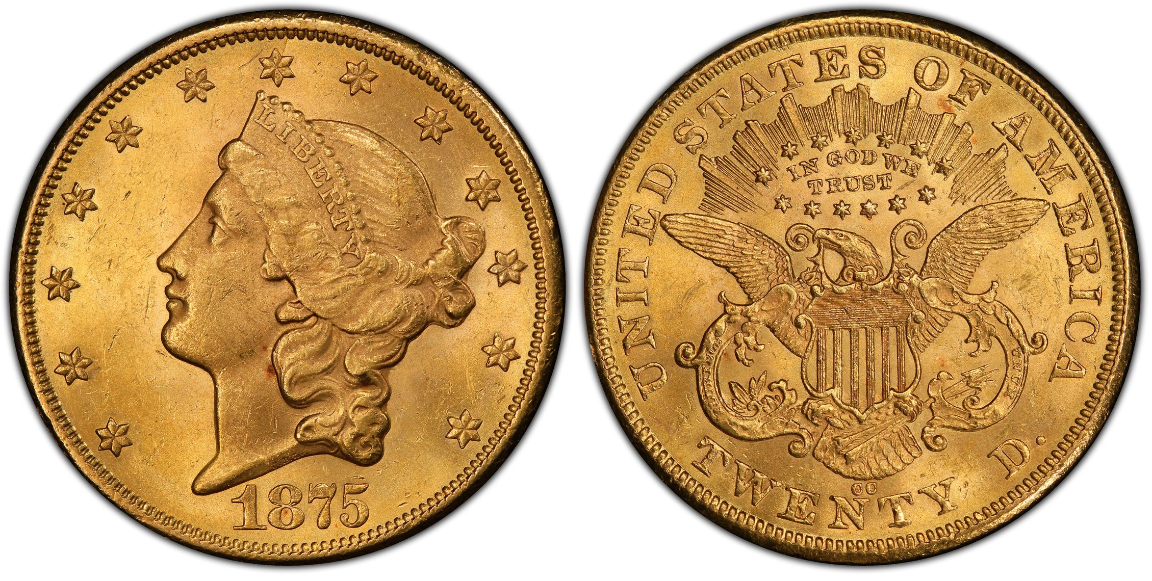 1875-CC $20 (Regular Strike) Liberty Head $20 - PCGS CoinFacts