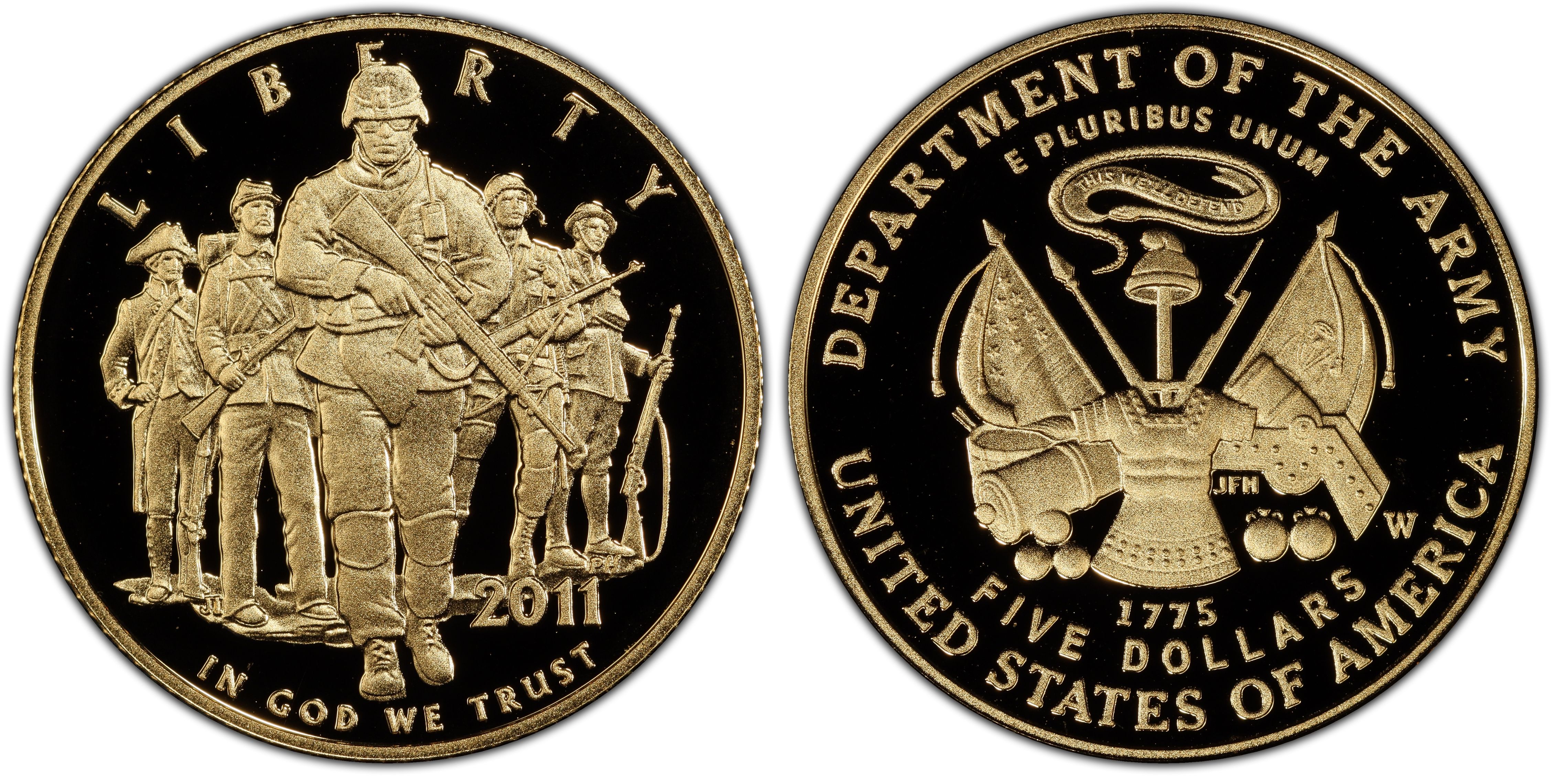 2011-W $5 United States Army, DCAM (Proof) Modern Gold Commemorative ...