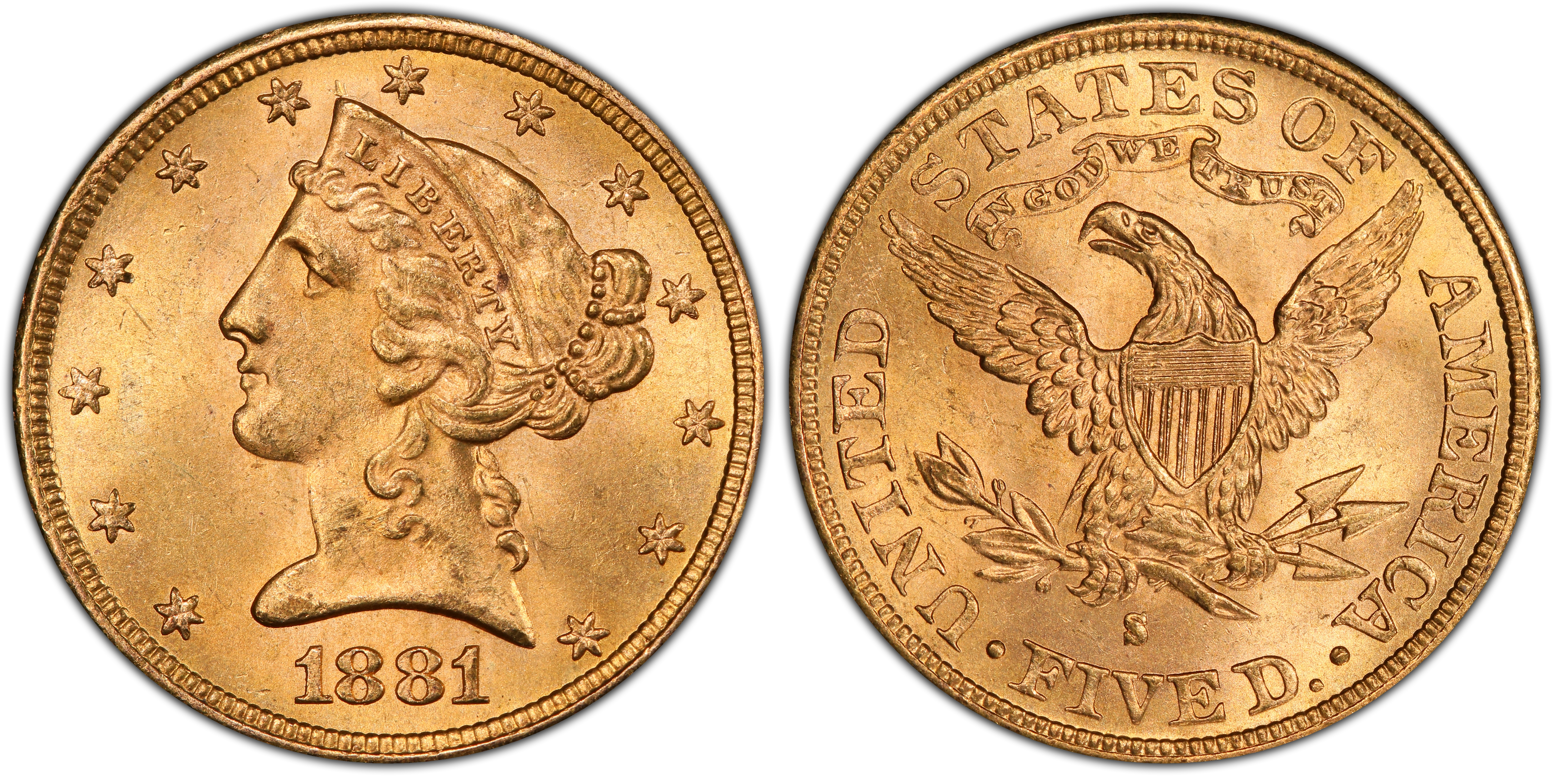 1881-S $5 (Regular Strike) Liberty Head $5 - PCGS CoinFacts