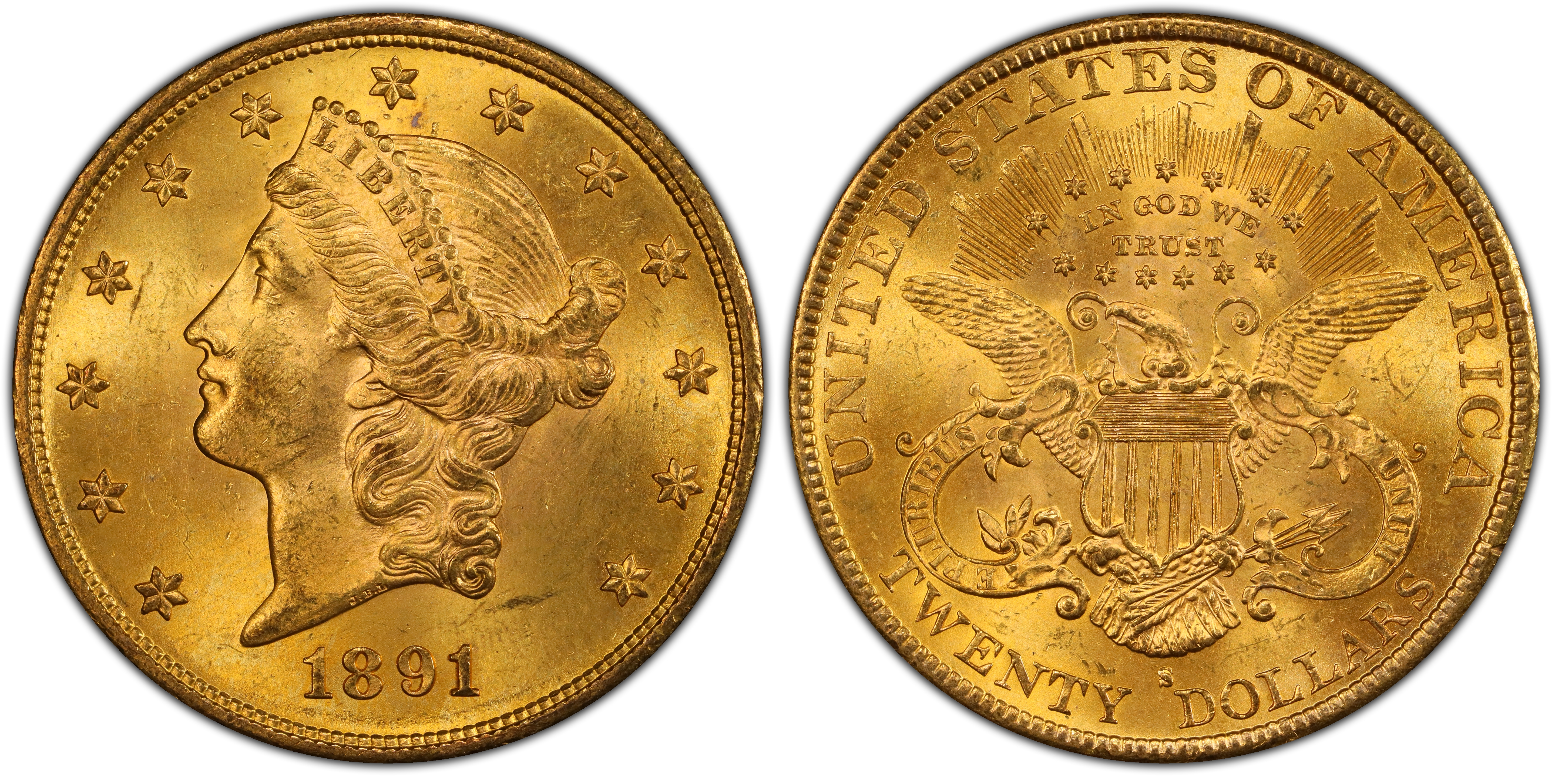 1891-S $20 (Regular Strike) Liberty Head $20 - PCGS CoinFacts