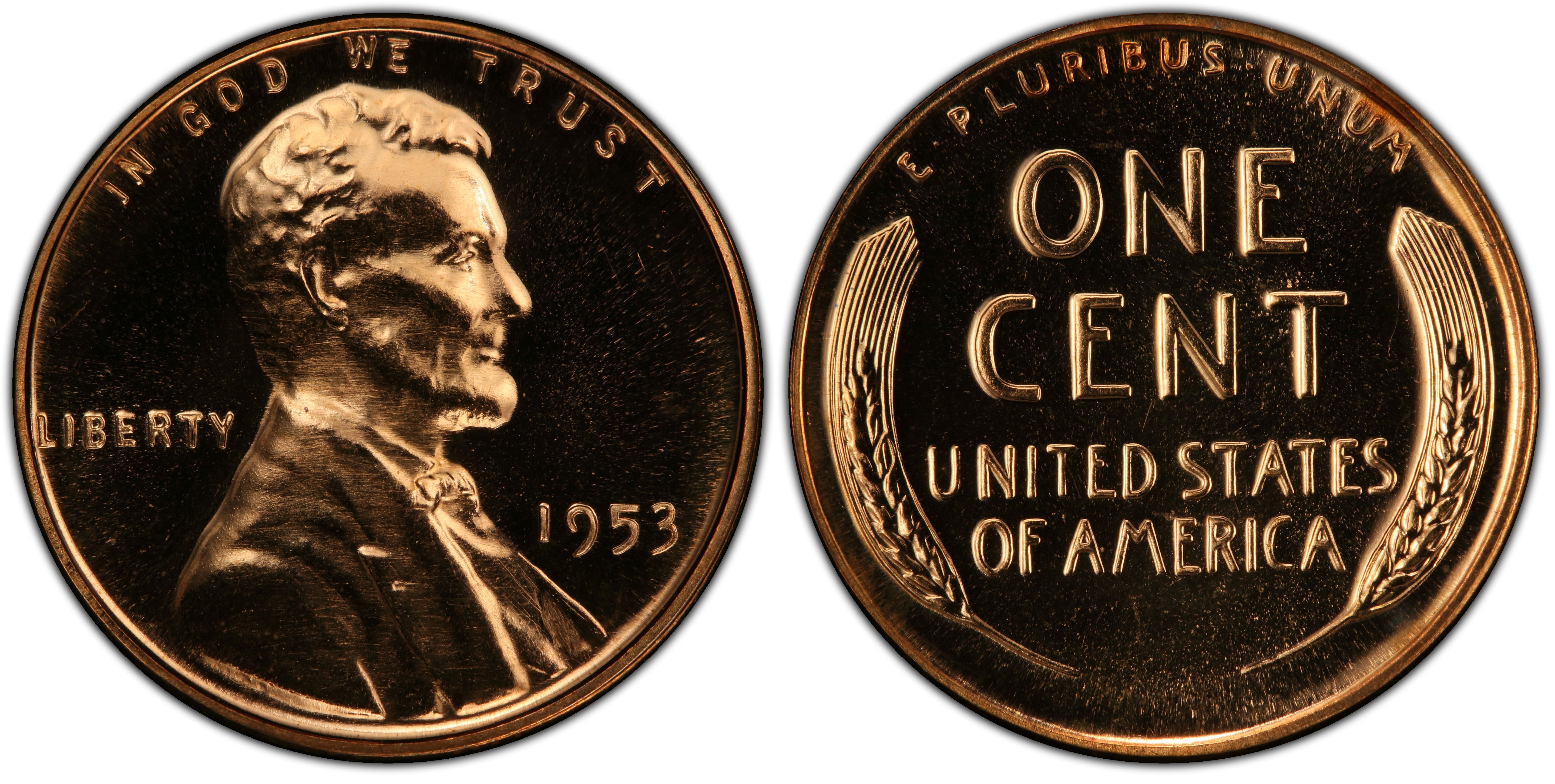 1953 1C Re-Engraved Design FS-402, RD (Proof) Lincoln Cent (Wheat