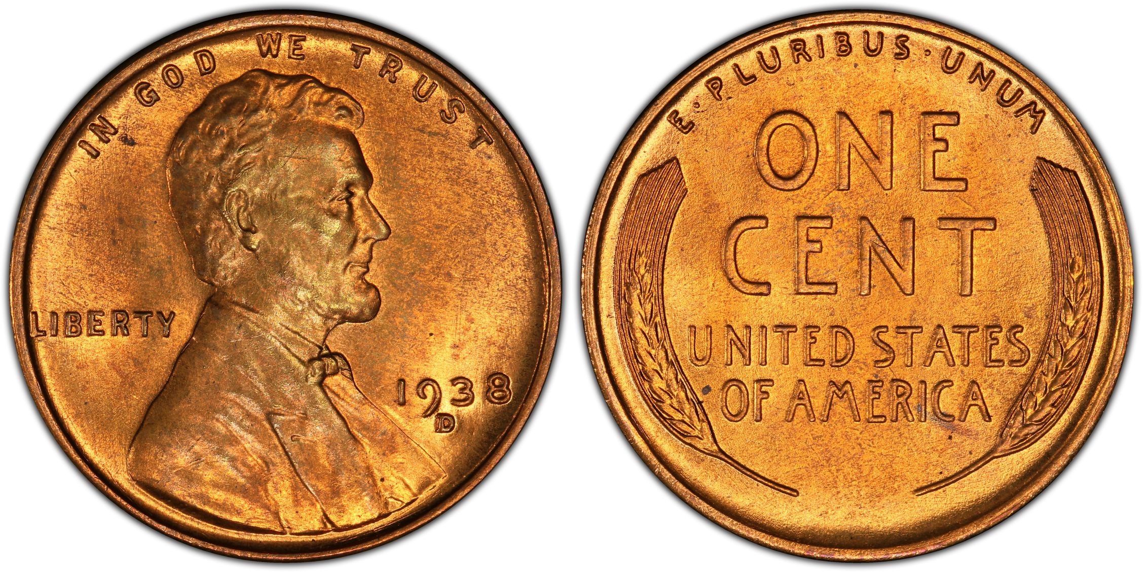 1938-D/D 1C RPM FS-501, RD (Regular Strike) Lincoln Cent (Wheat Reverse ...