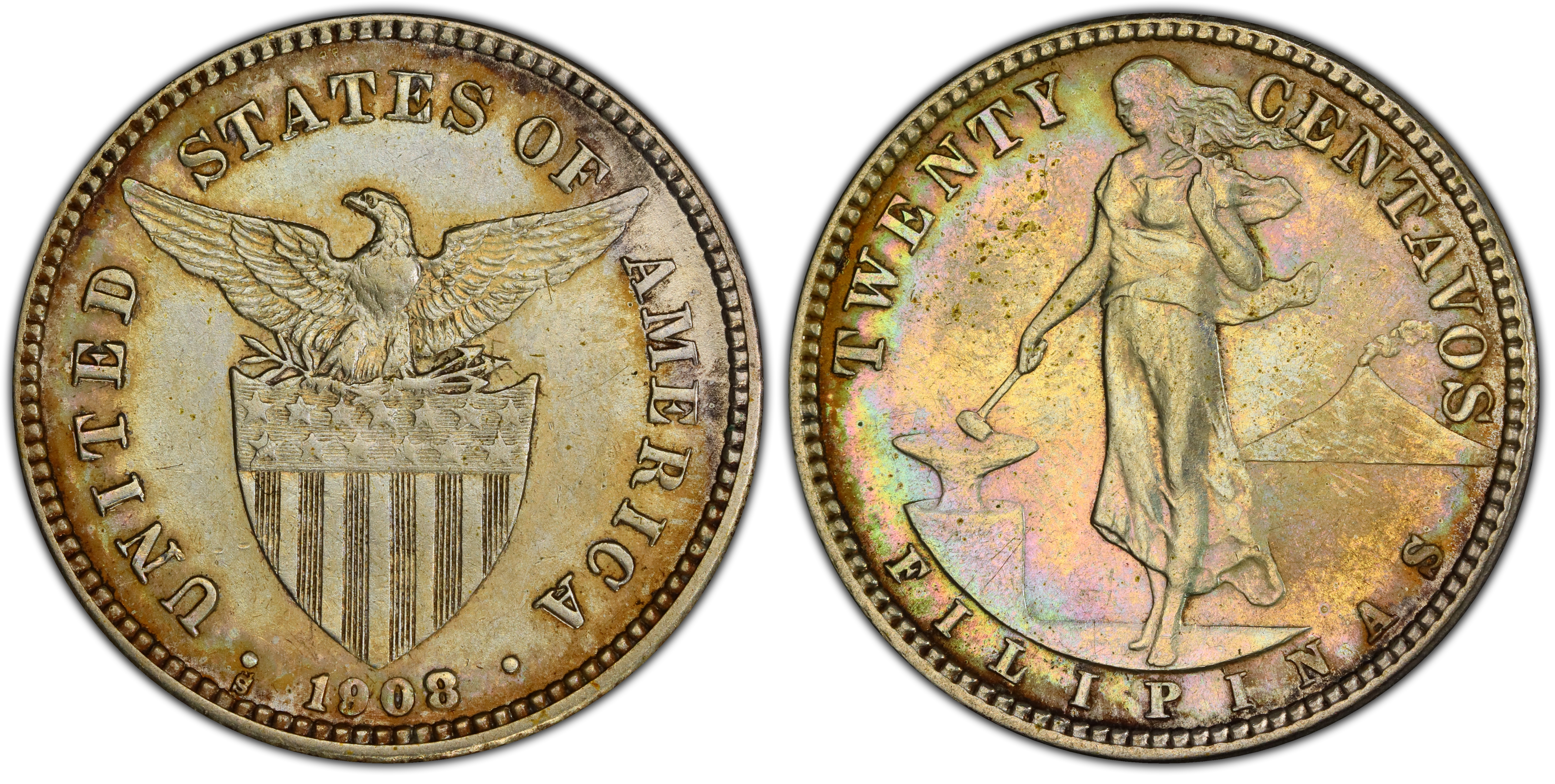 1908 S S 20C Allen 1104a Regular Strike U.S. Philippines PCGS