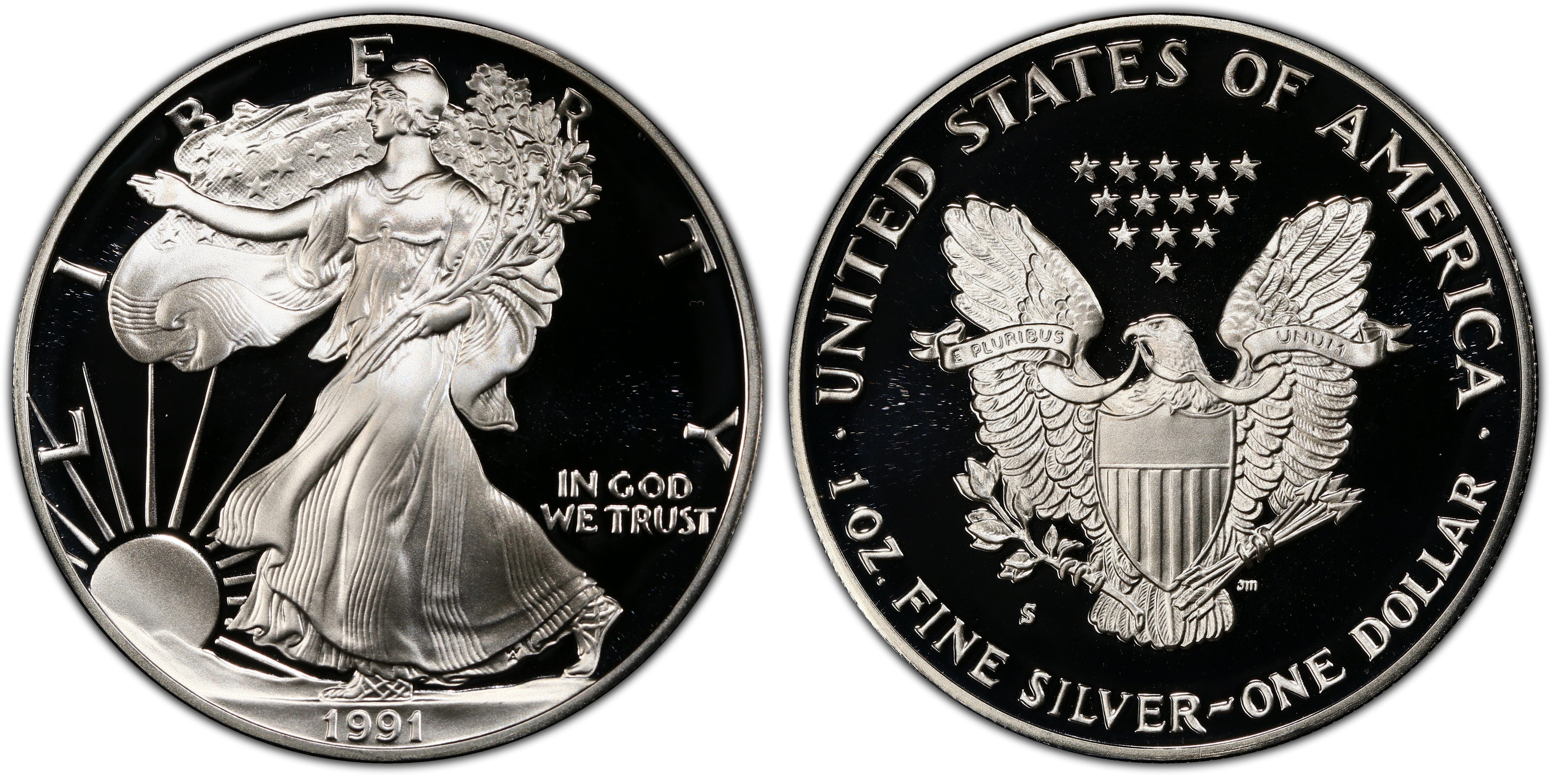 1991 S 1 Silver Eagle DCAM Proof Silver Eagles PCGS CoinFacts