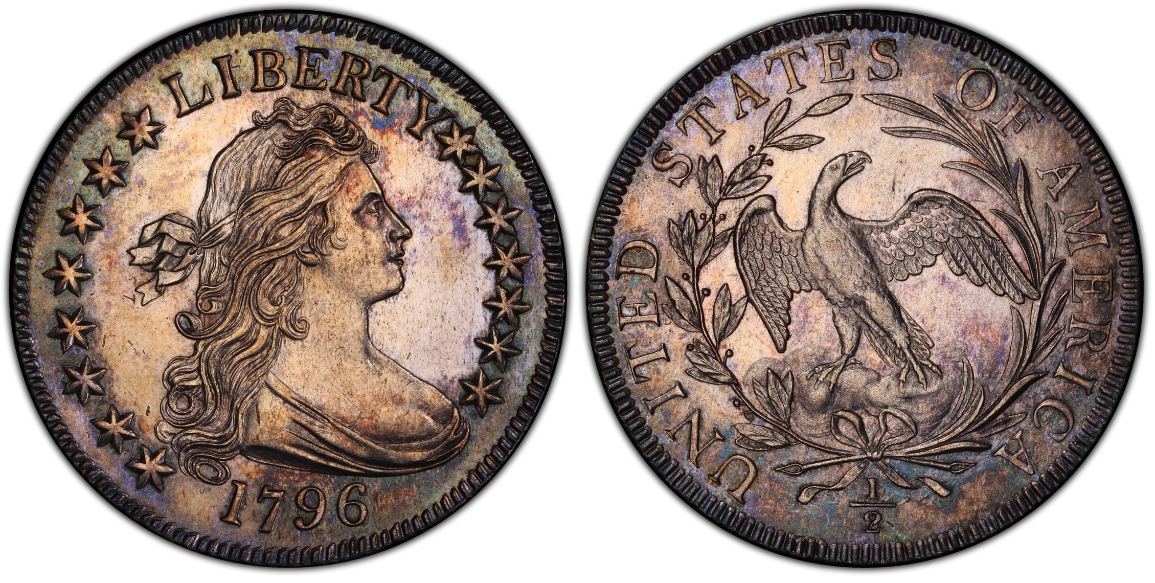 1796 50C 15 Stars Overton 101 Special Strike Draped Bust Half