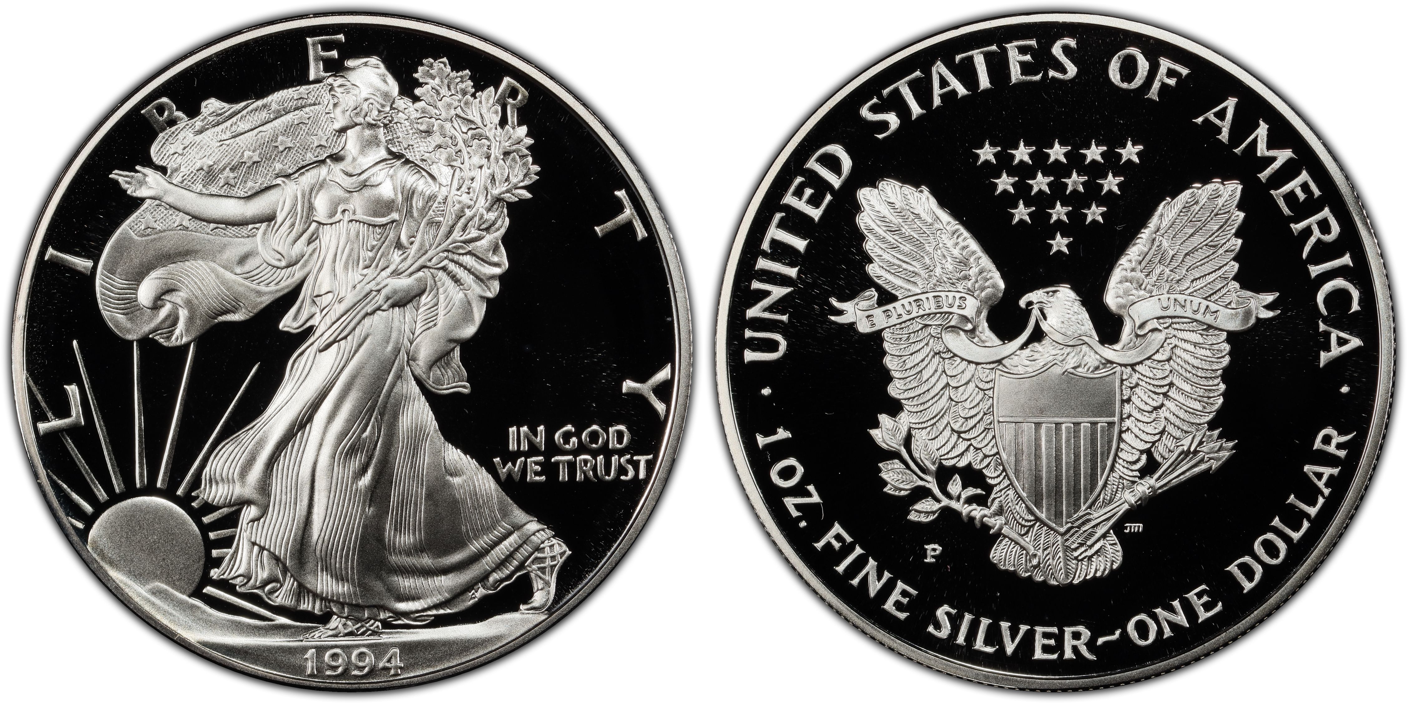1994-P $1 Silver Eagle, DCAM (Proof) Silver Eagles - PCGS CoinFacts