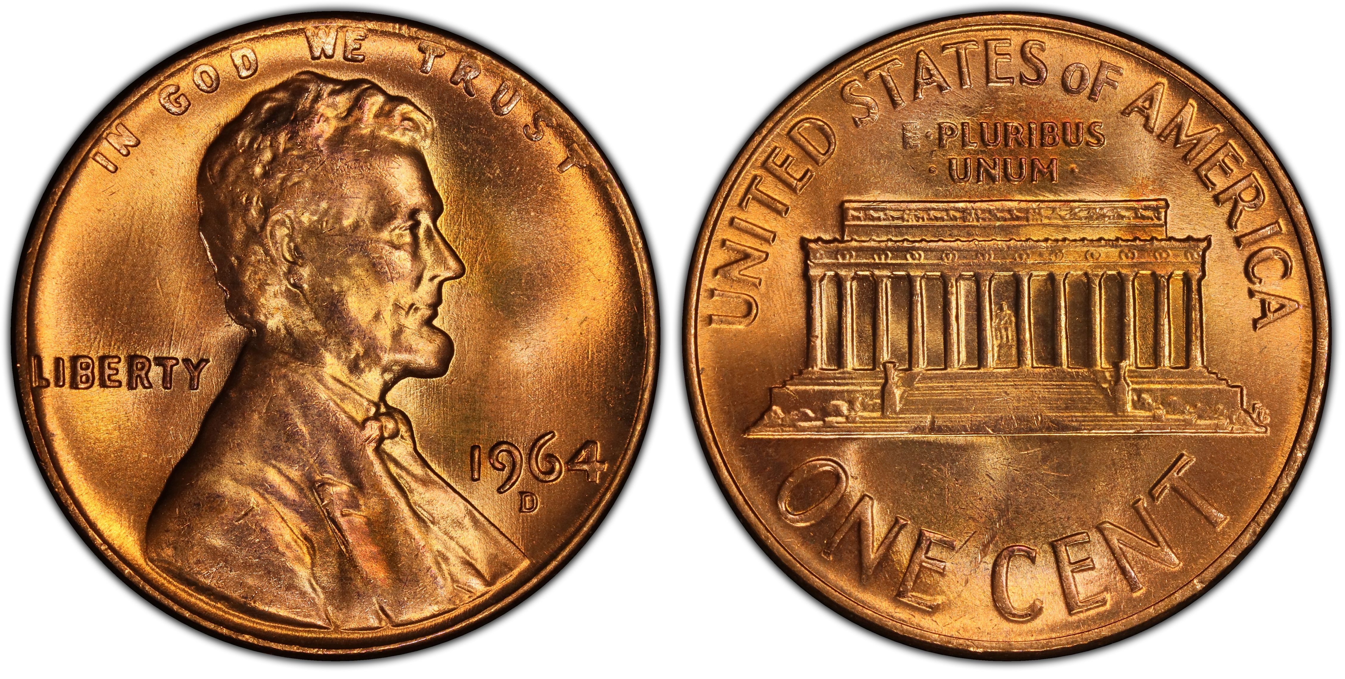 Images of Lincoln Cent (Modern) 1964-D 1C, RD - PCGS CoinFacts