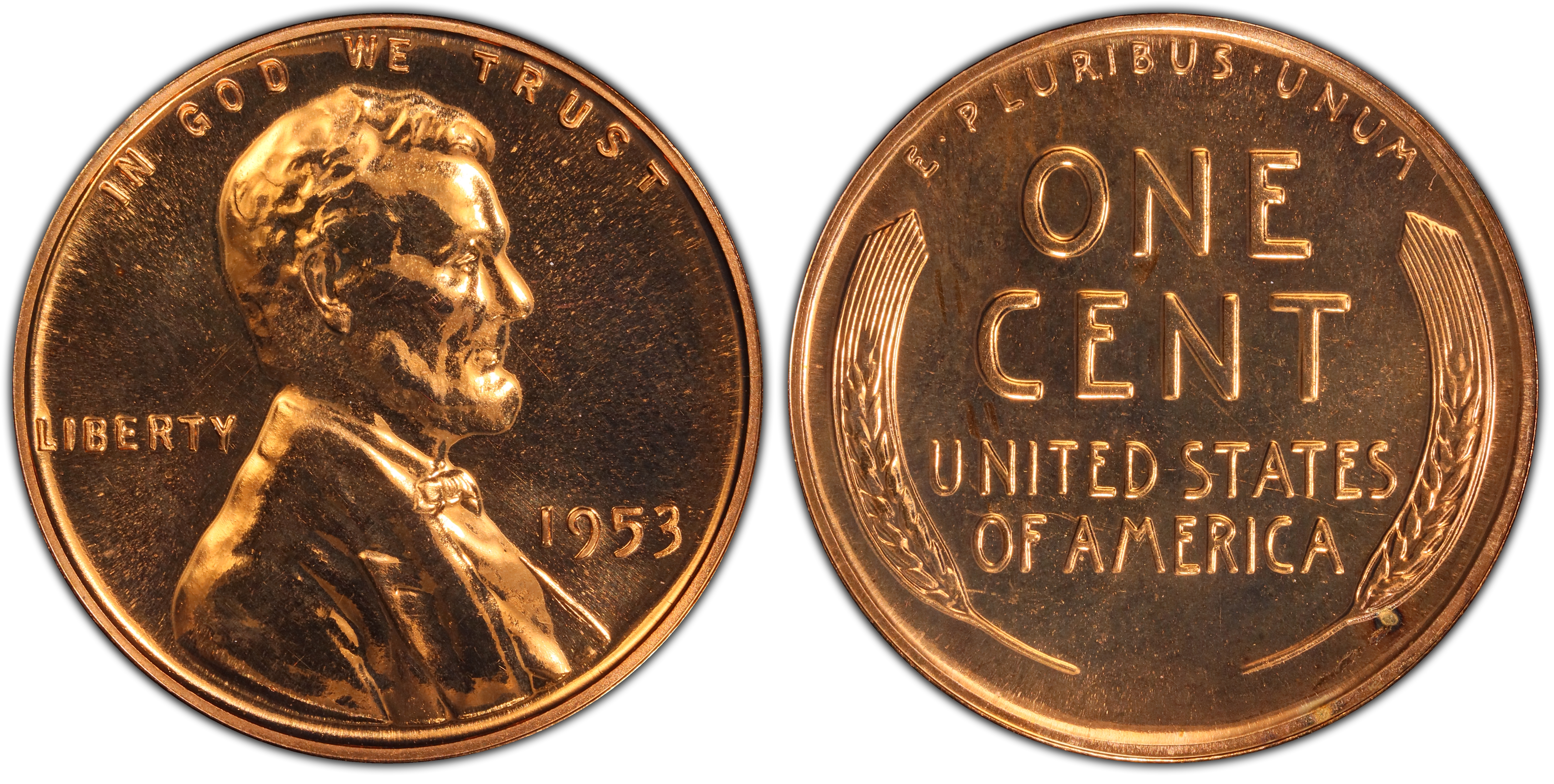 1953 1C Re-Engraved Design FS-402, RD (Proof) Lincoln Cent (Wheat