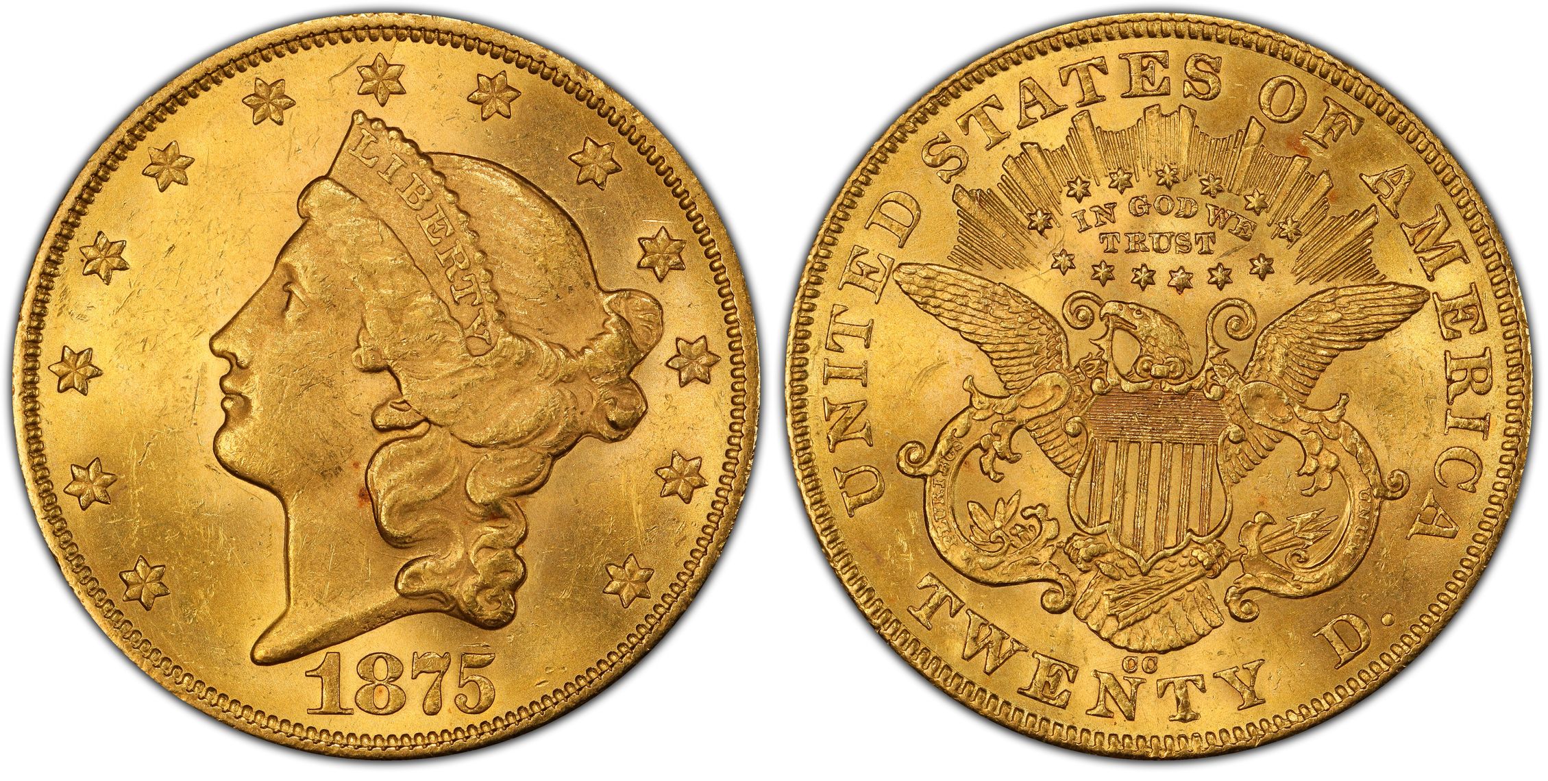 1875-CC $20 (Regular Strike) Liberty Head $20 - PCGS CoinFacts