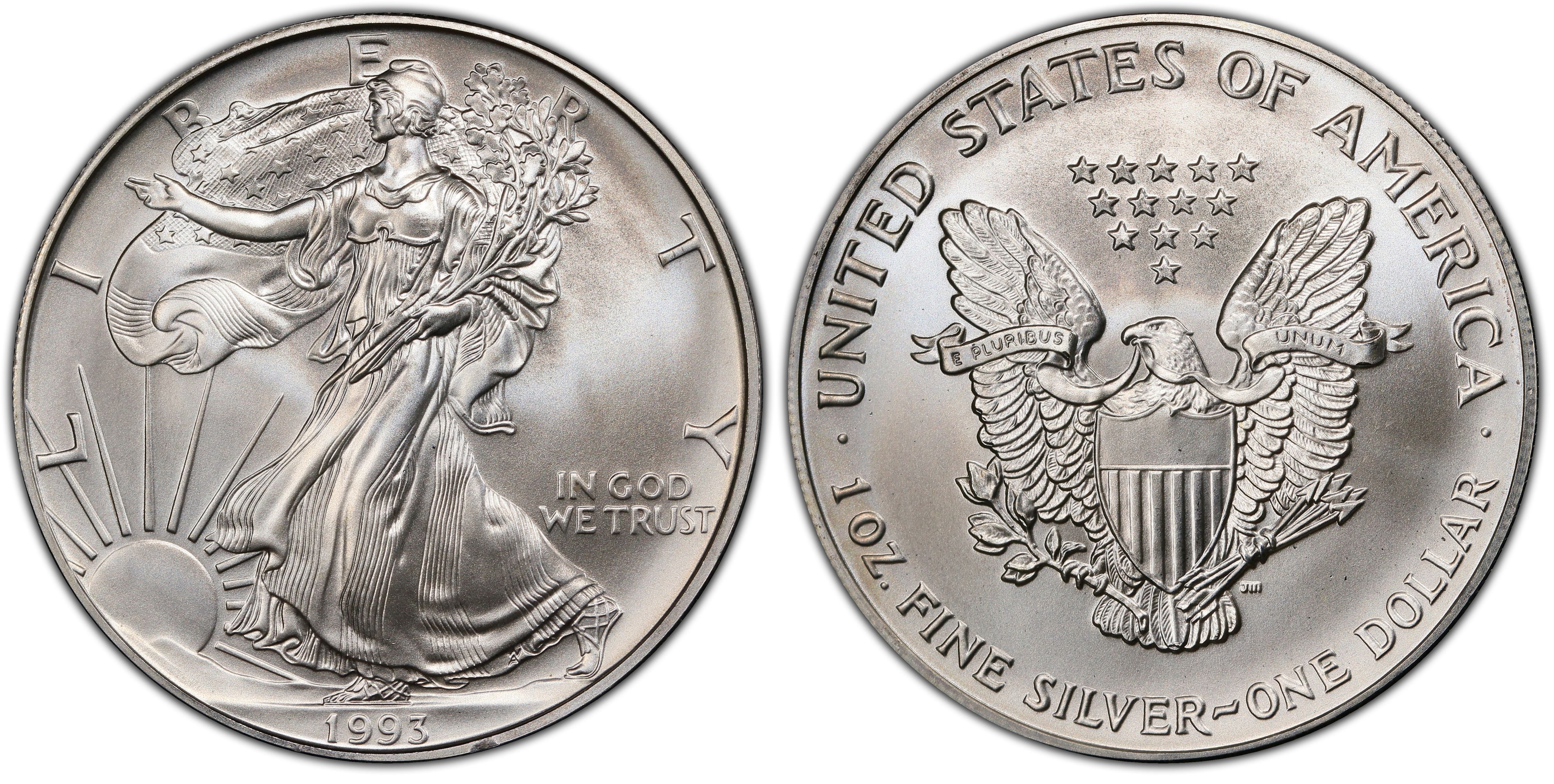 1993 $1 Silver Eagle (Regular Strike) Silver Eagles - PCGS CoinFacts