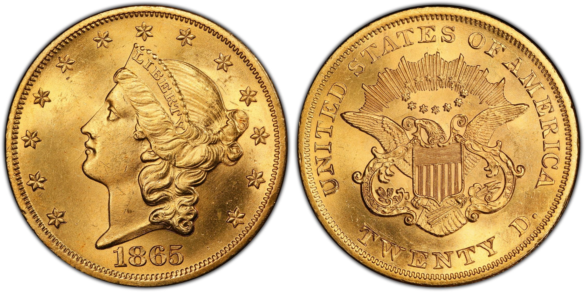 1865 $20 (regular Strike) Liberty Head $20 - Pcgs Coinfacts