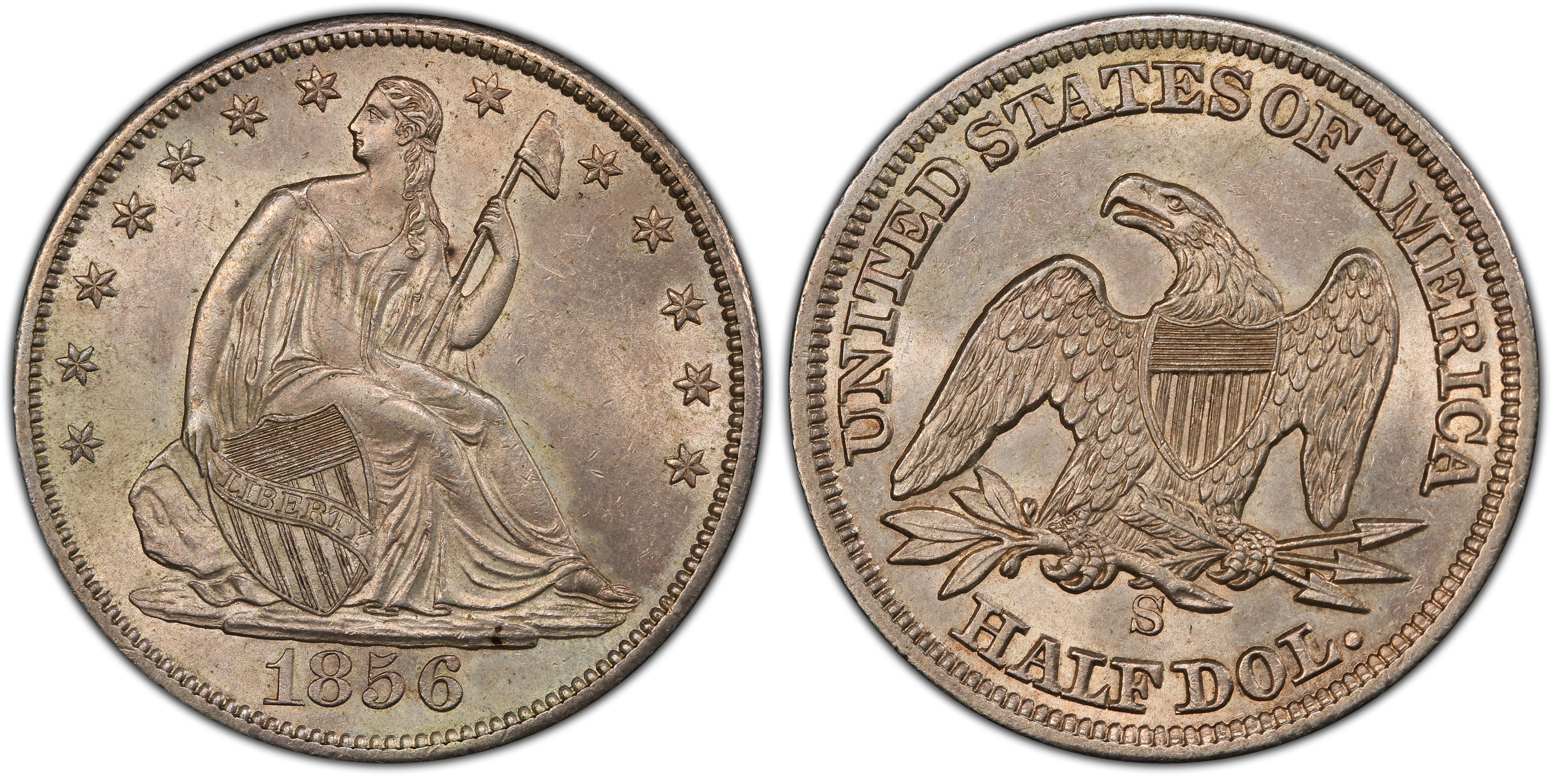 1856-S 50C (Regular Strike) Liberty Seated Half Dollar - PCGS